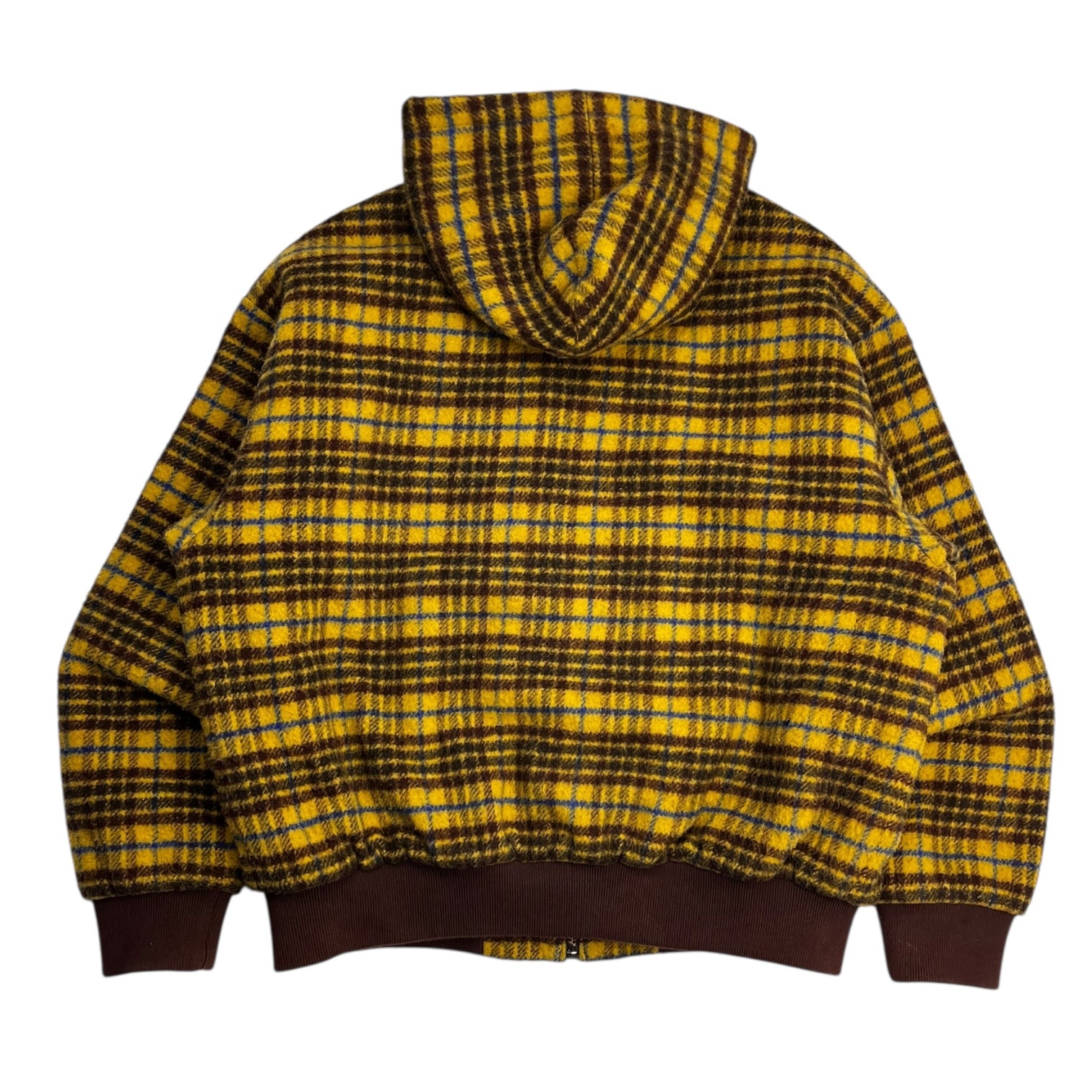 Supreme Plaid Wool Hooded Work Jacket Brown
