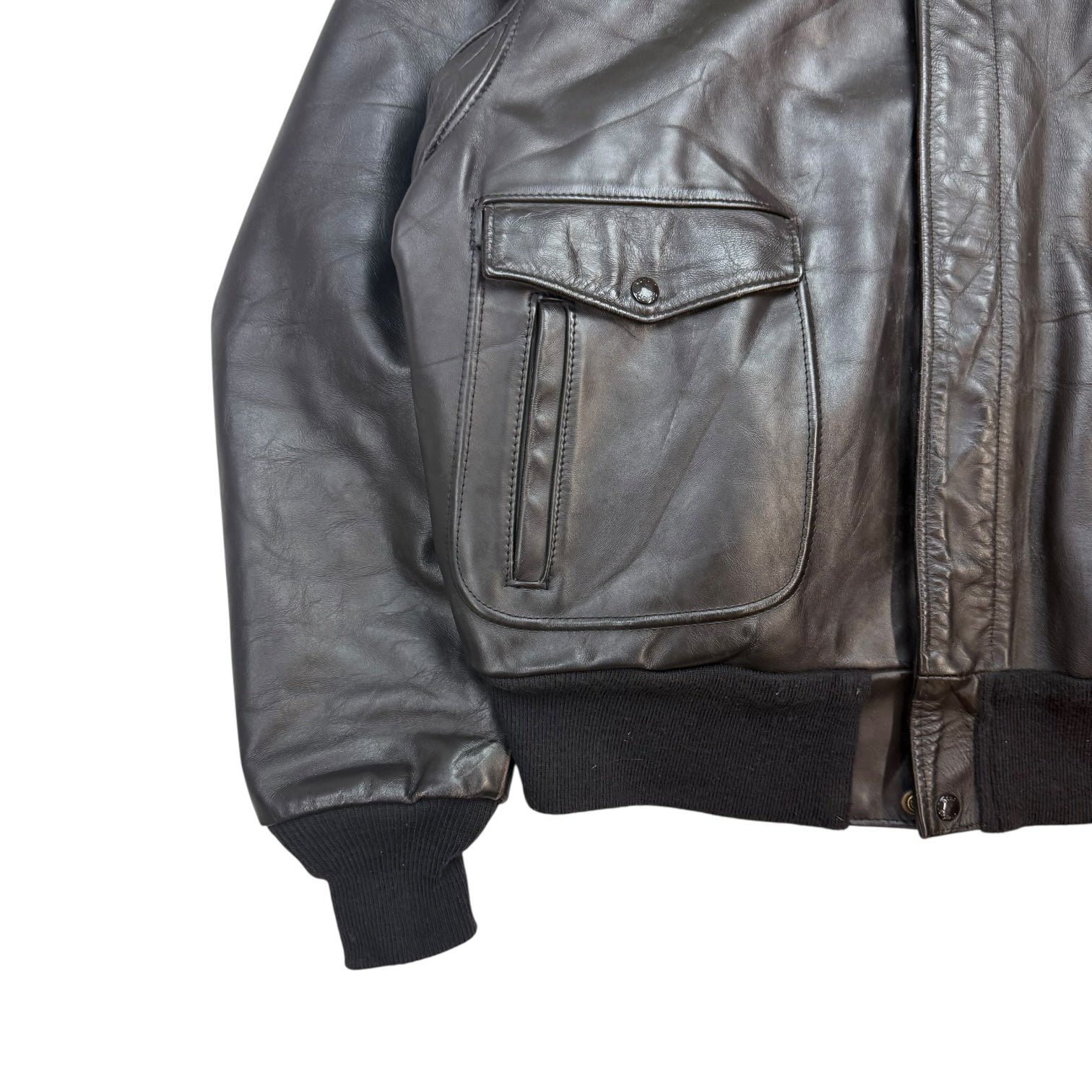 Vintage Schott Leather Bomber Jacket Black