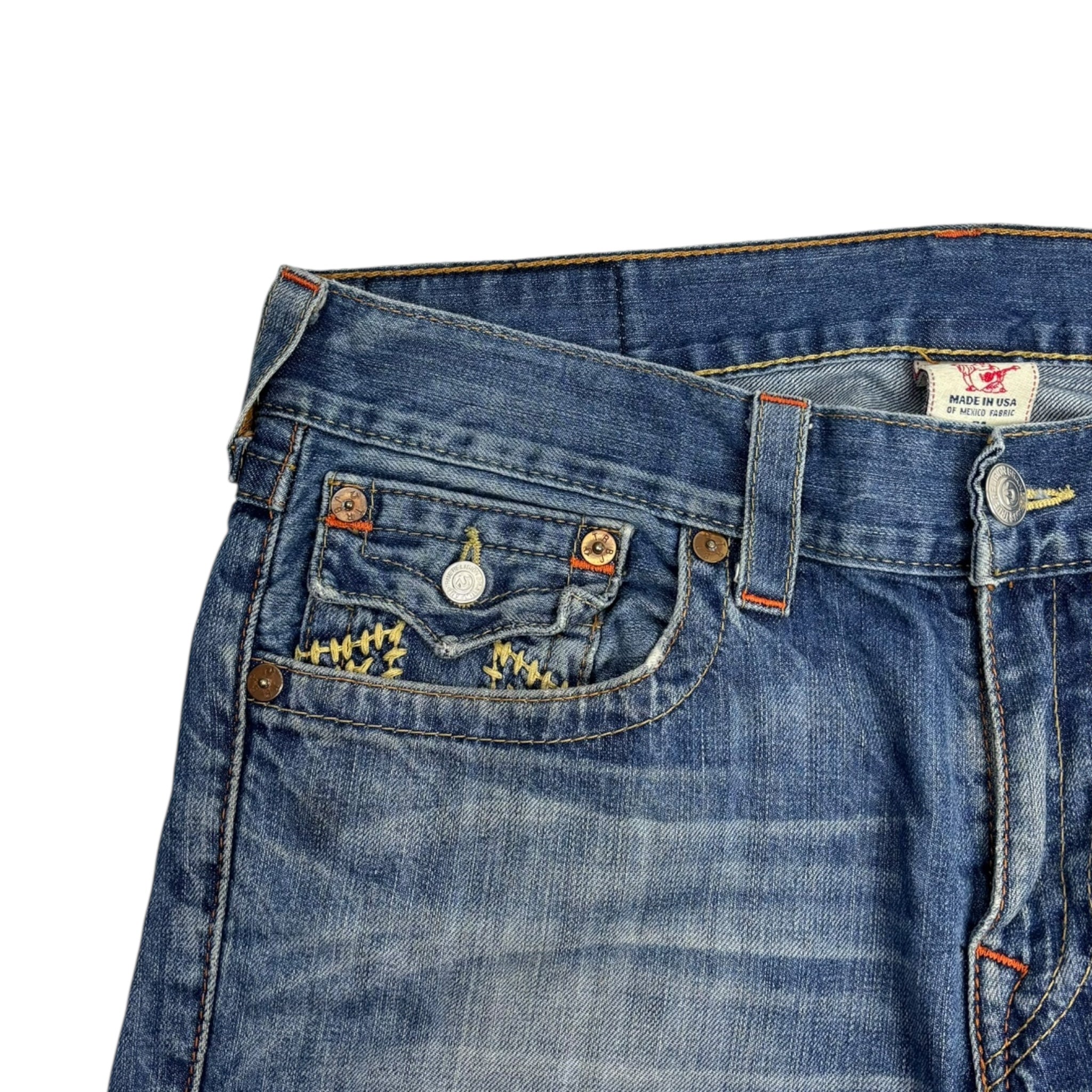 Y2K True Religion Chain Stitch Light Blue Wash Denim Bottoms