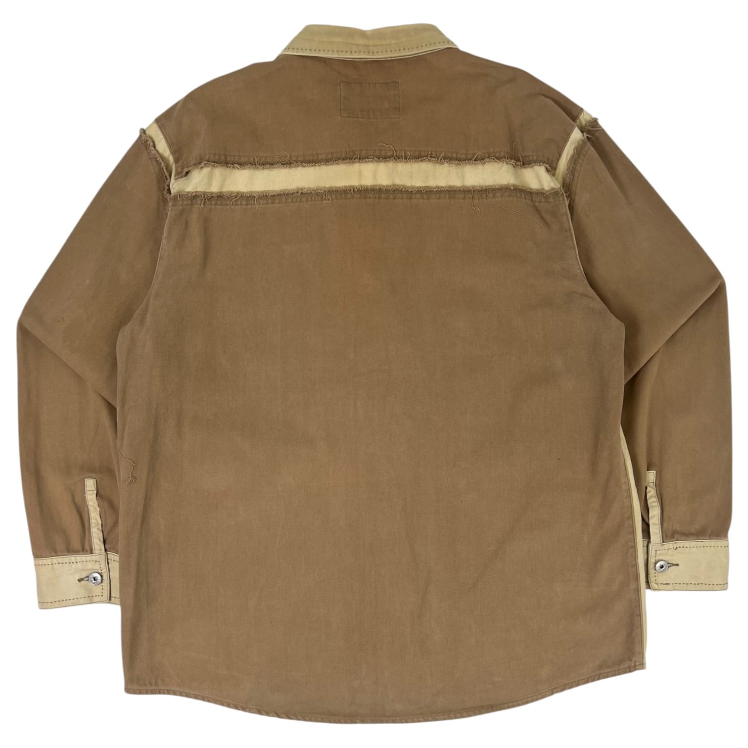 Vintage Marithé Francois Girbaud Raw-Edge Button Up Shirt Brown