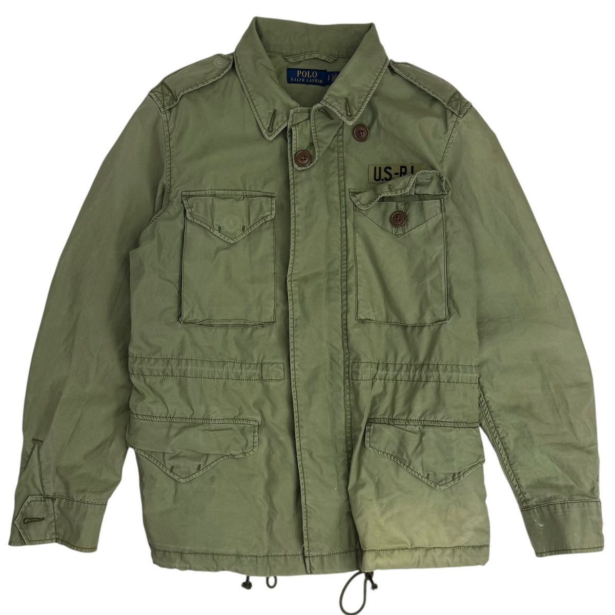 (W) Vintage Polo Ralph Lauren Beaded Steer Head Army Field Jacket Green