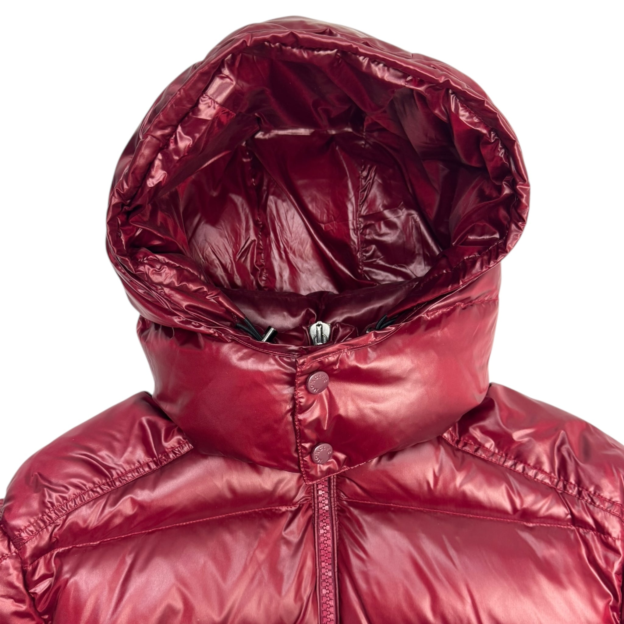 Moncler Maya Hooded Puffer Jacket Burgundy