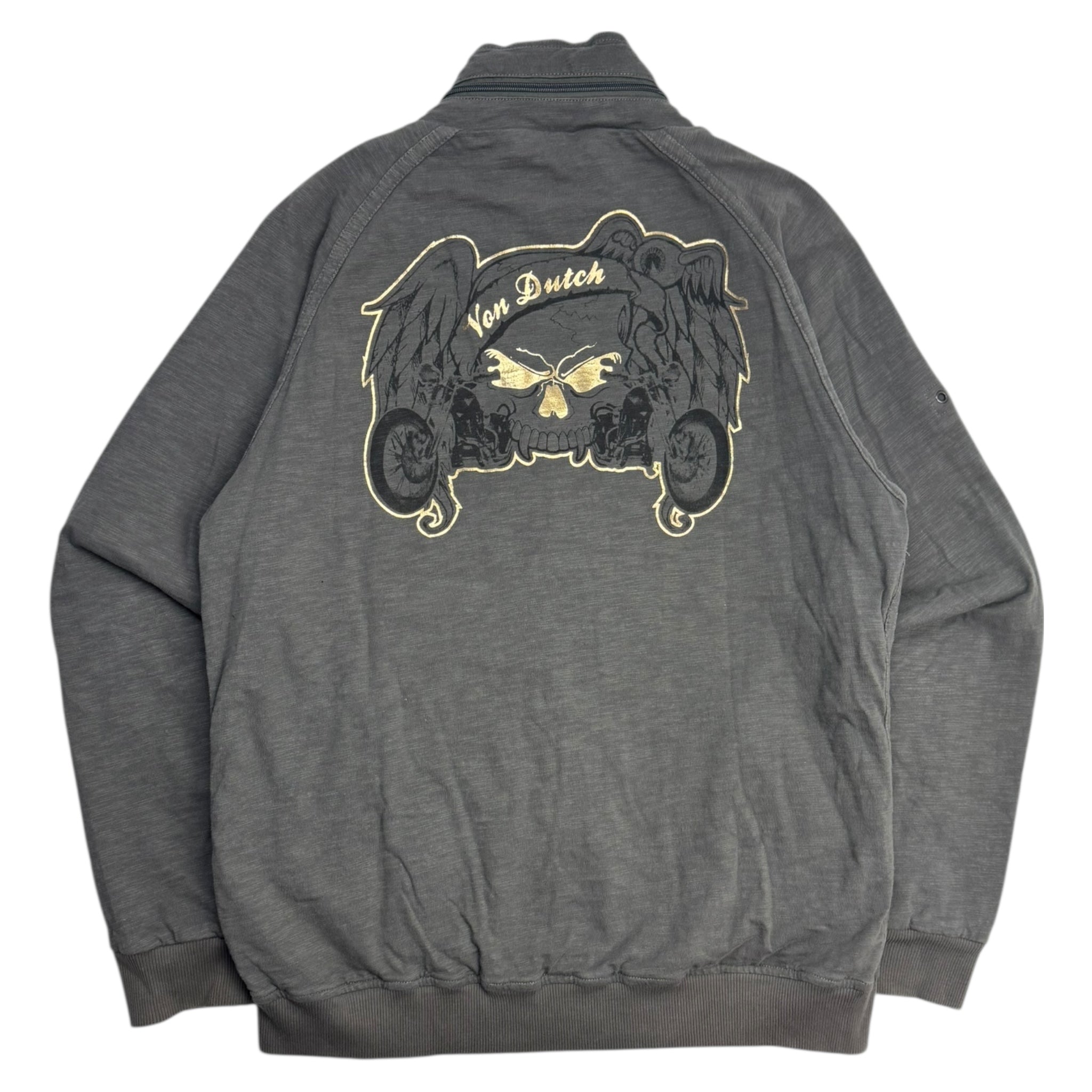Y2K Von Dutch Zip Up Sweatshirt Grey