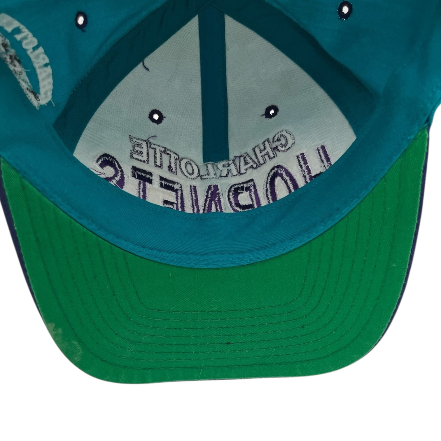 Vintage Charlottes Hornets Snapback Hat Teal/Purple