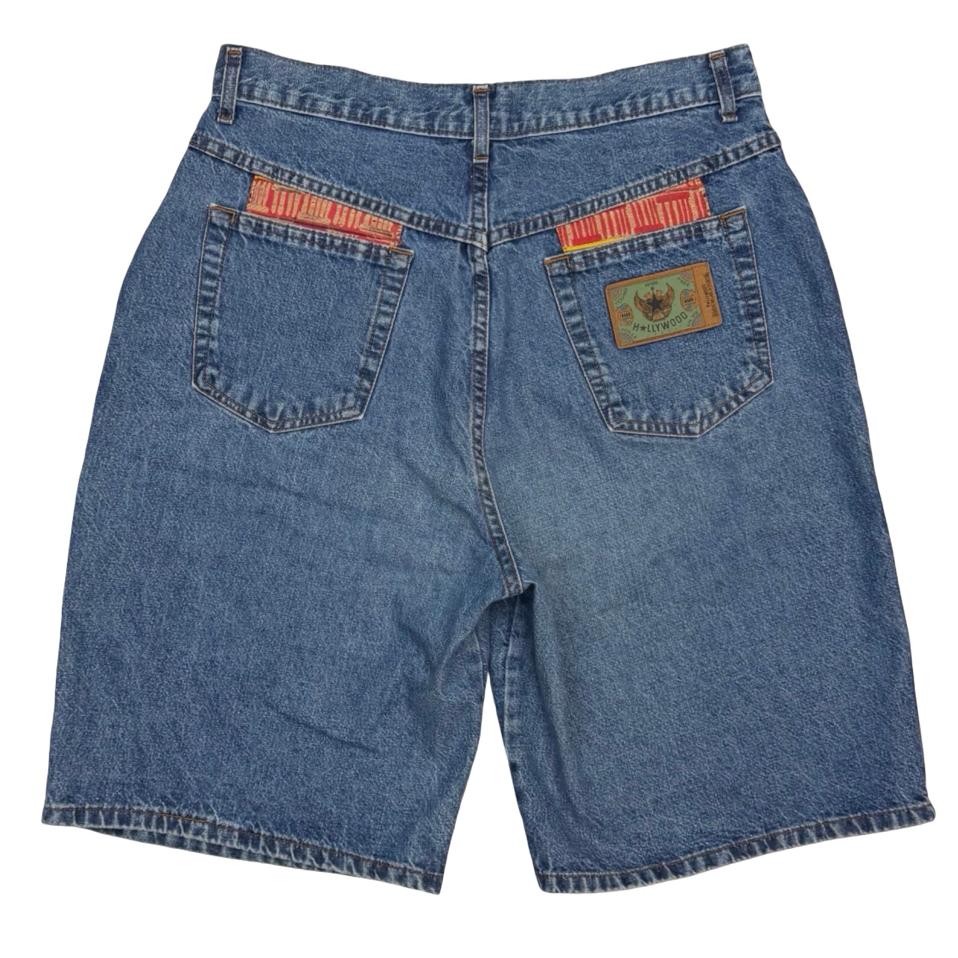 Vintage Hollywood Denim Patchwork Shorts Blue