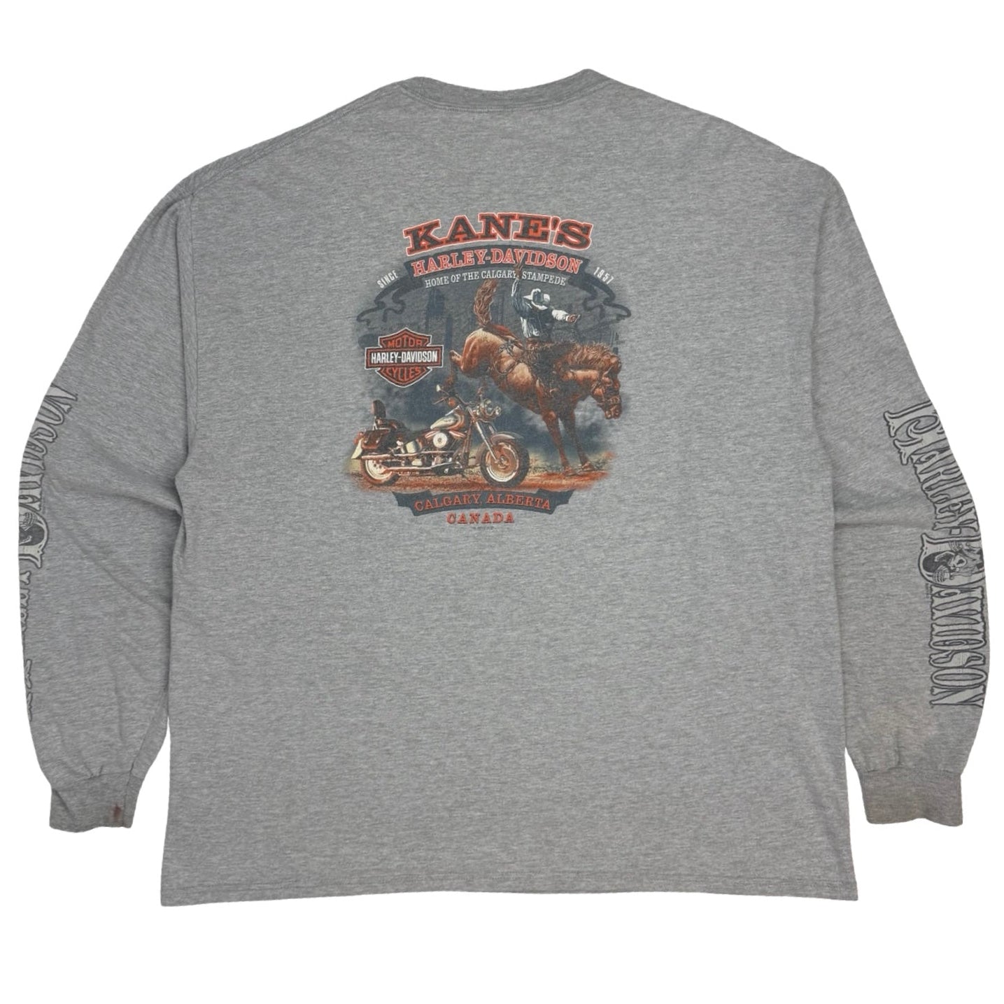 Vintage Harley Davidson Home Of The Calgary Stampede Longsleeve Grey