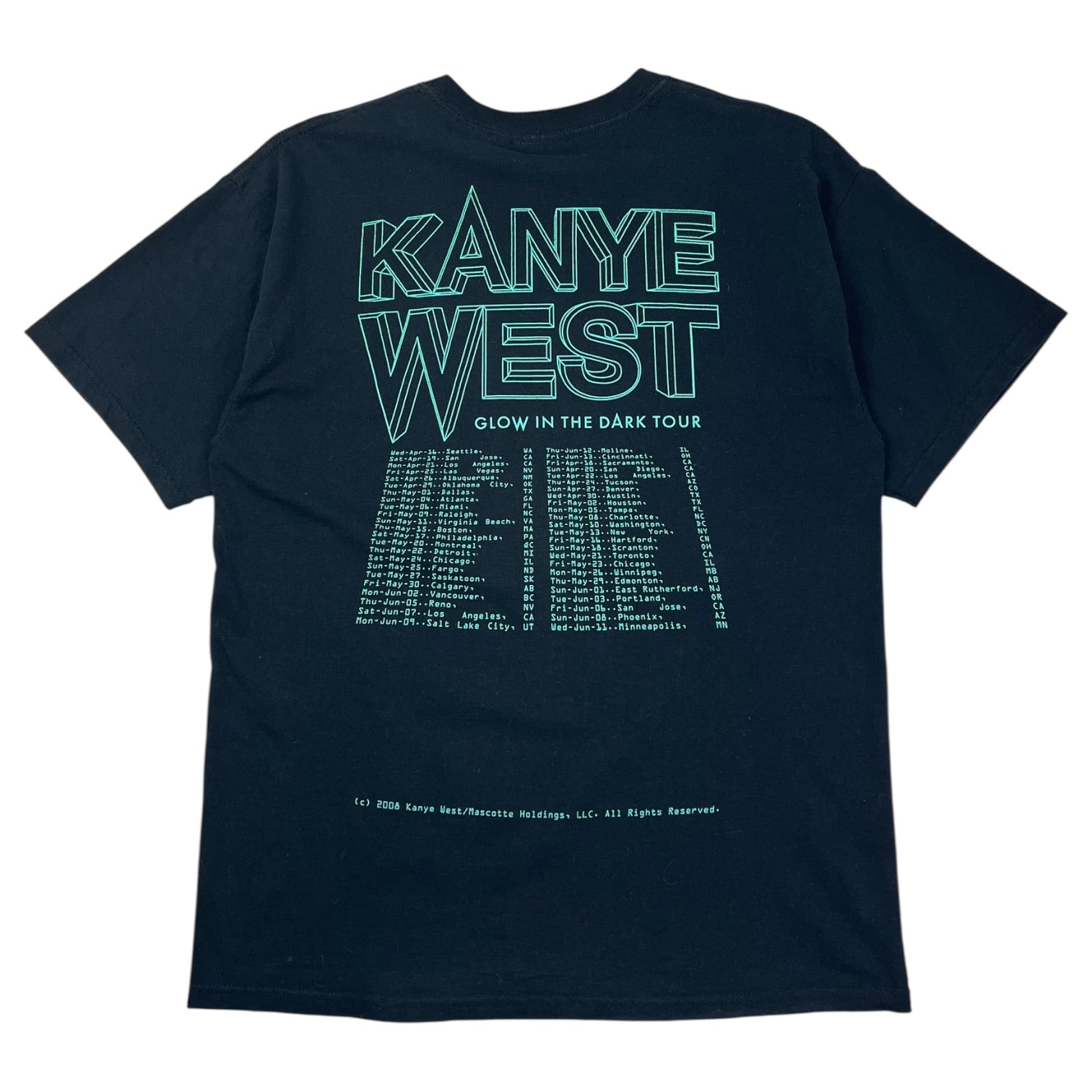2008 Kanye West Glow In The Dark Tour T-Shirt