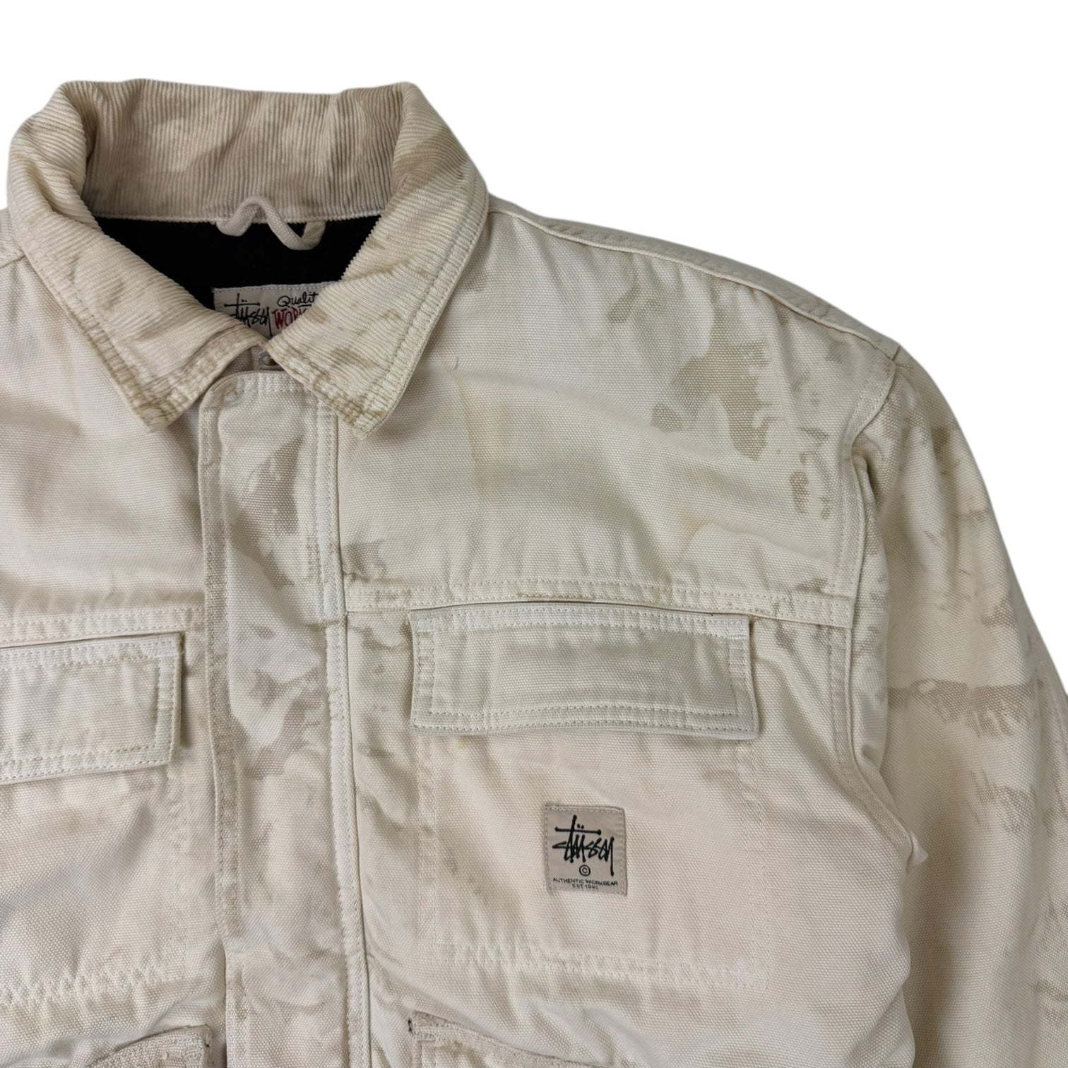 Stussy Distressed Canvas Shop Jacket Khaki
