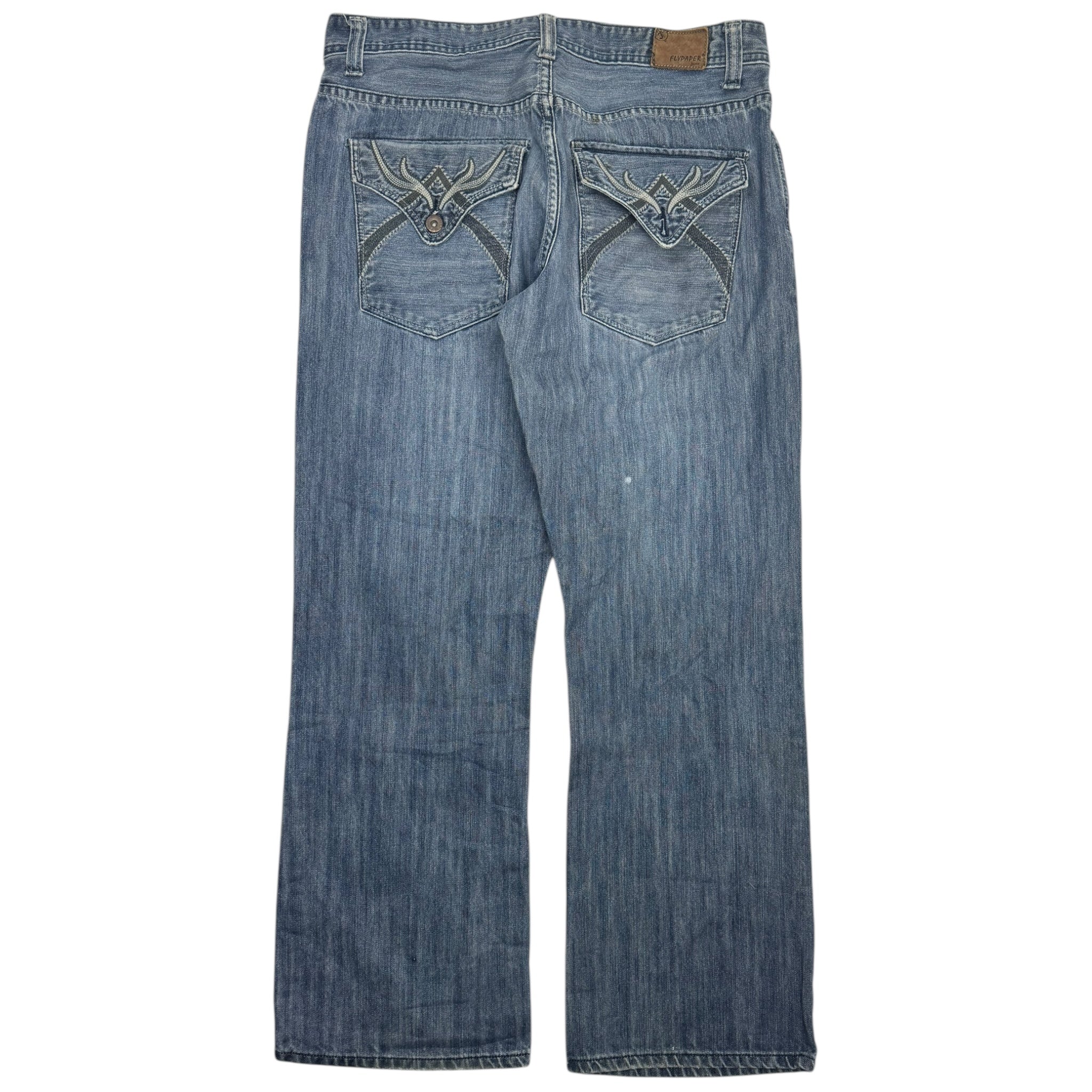 Y2K Flypaper Embroidered Euro Denim Blue Bottoms