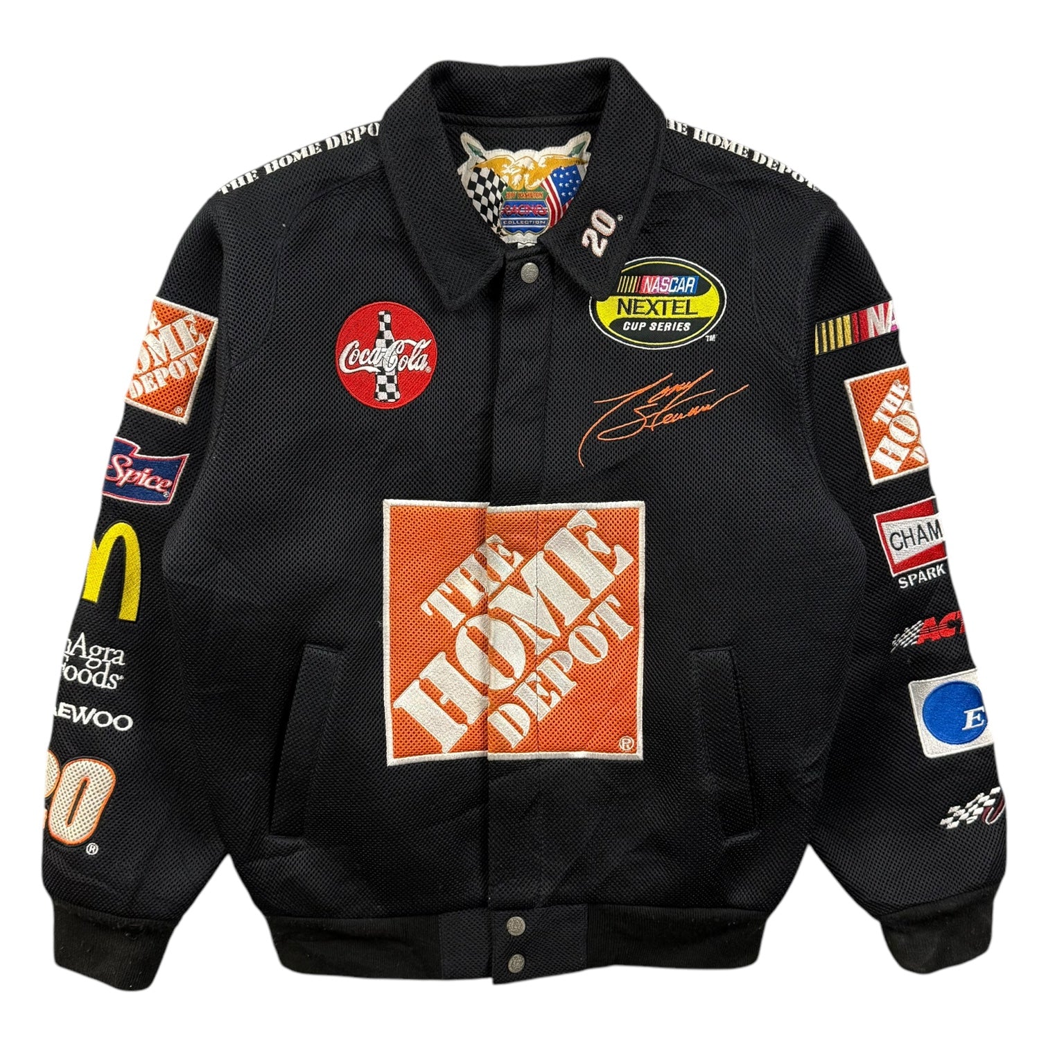 Vintage Jeff Hamilton NASCAR Tony Stewart Mesh Racing Jacket Black