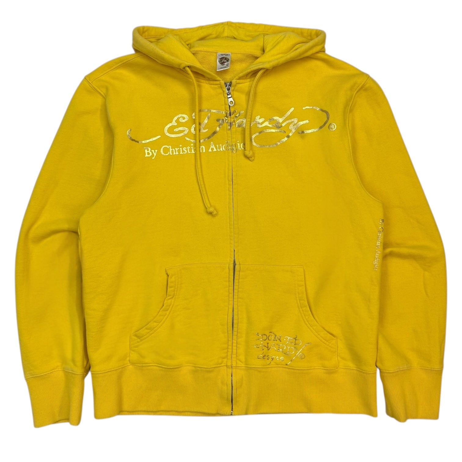 Vintage Y2K Ed Hardy By Christian Audigier Zip Up Hoodie Yellow
