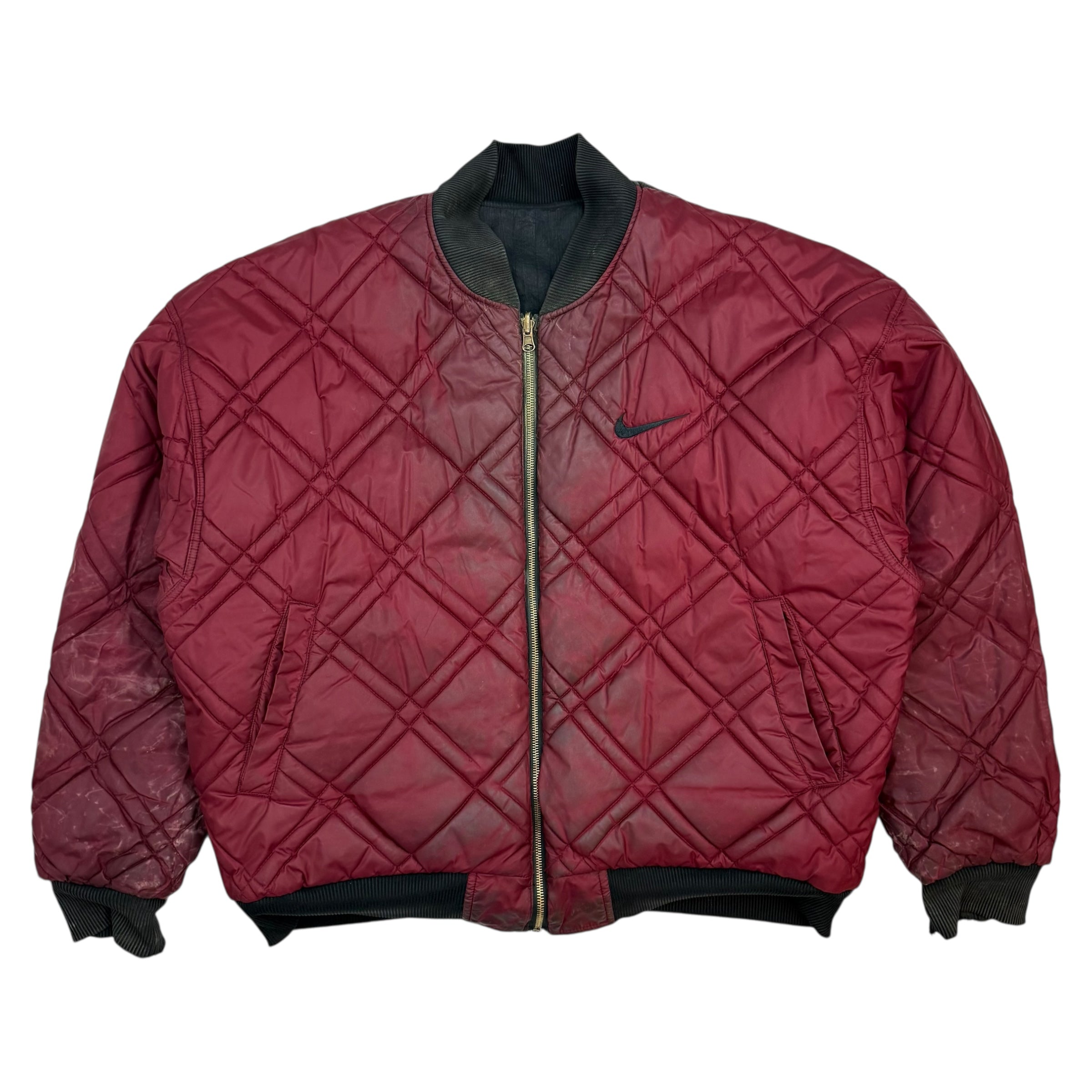 Vintage Nike Reversible Quilted Bomber Jacket Black/Maroon