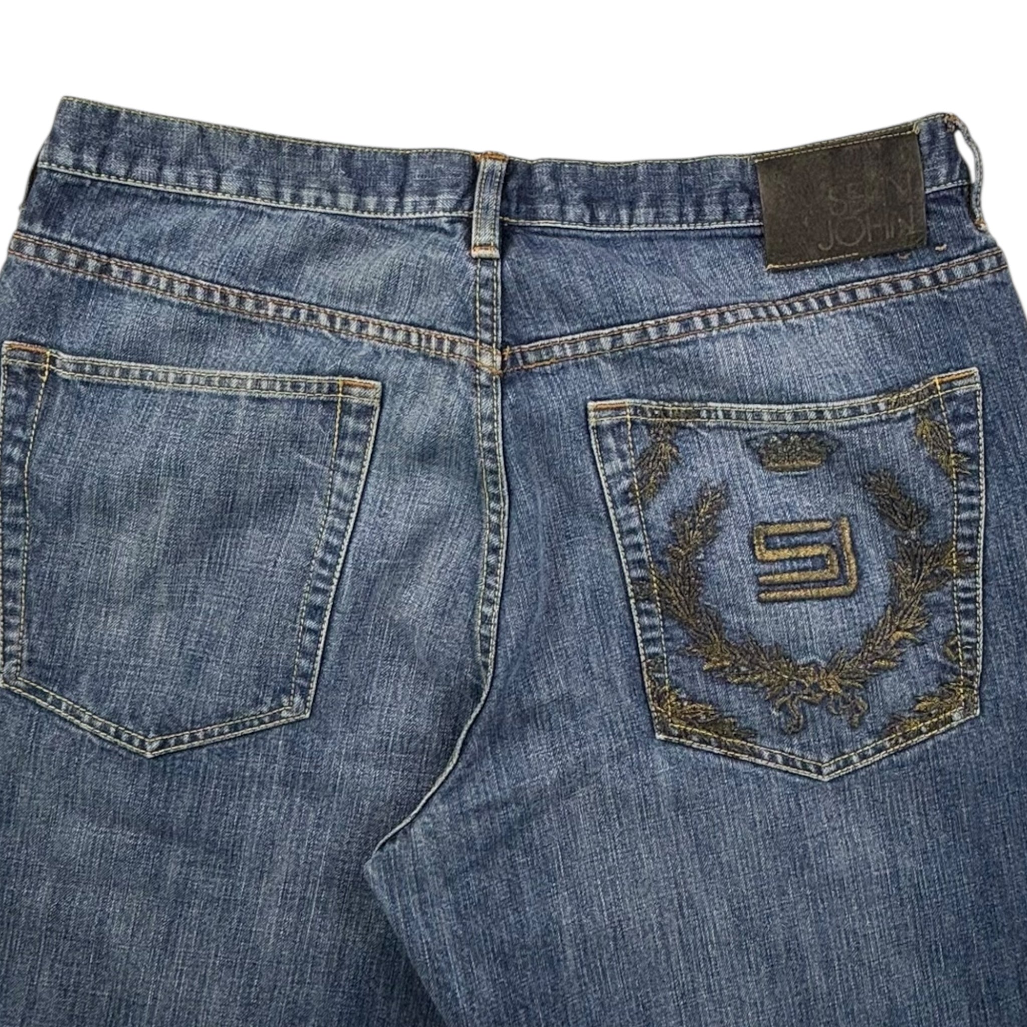 Vintage Y2K Sean Jon Embroidered Pants Navy Blue