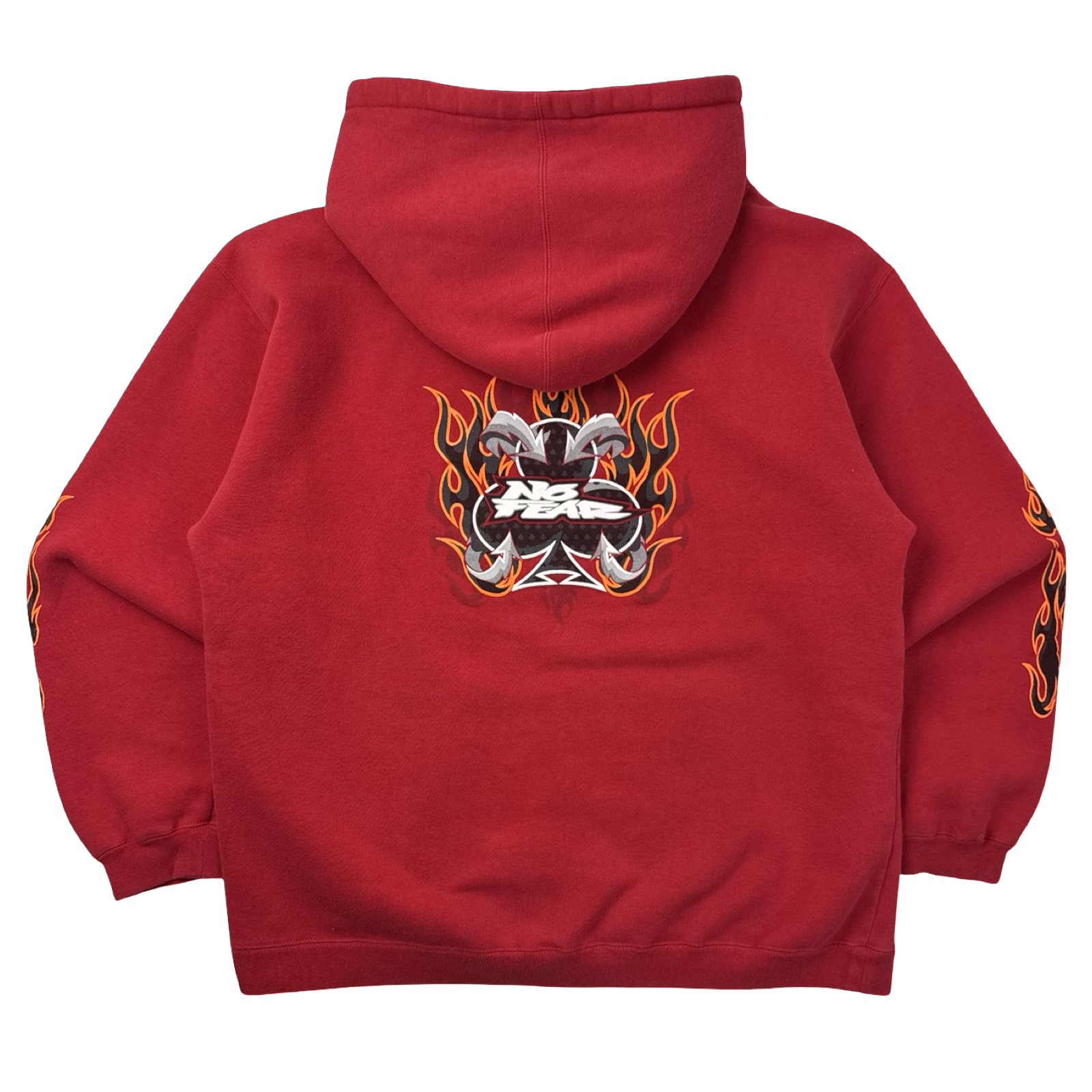 Y2K No Fear Flame Sleeve Hoodie Red