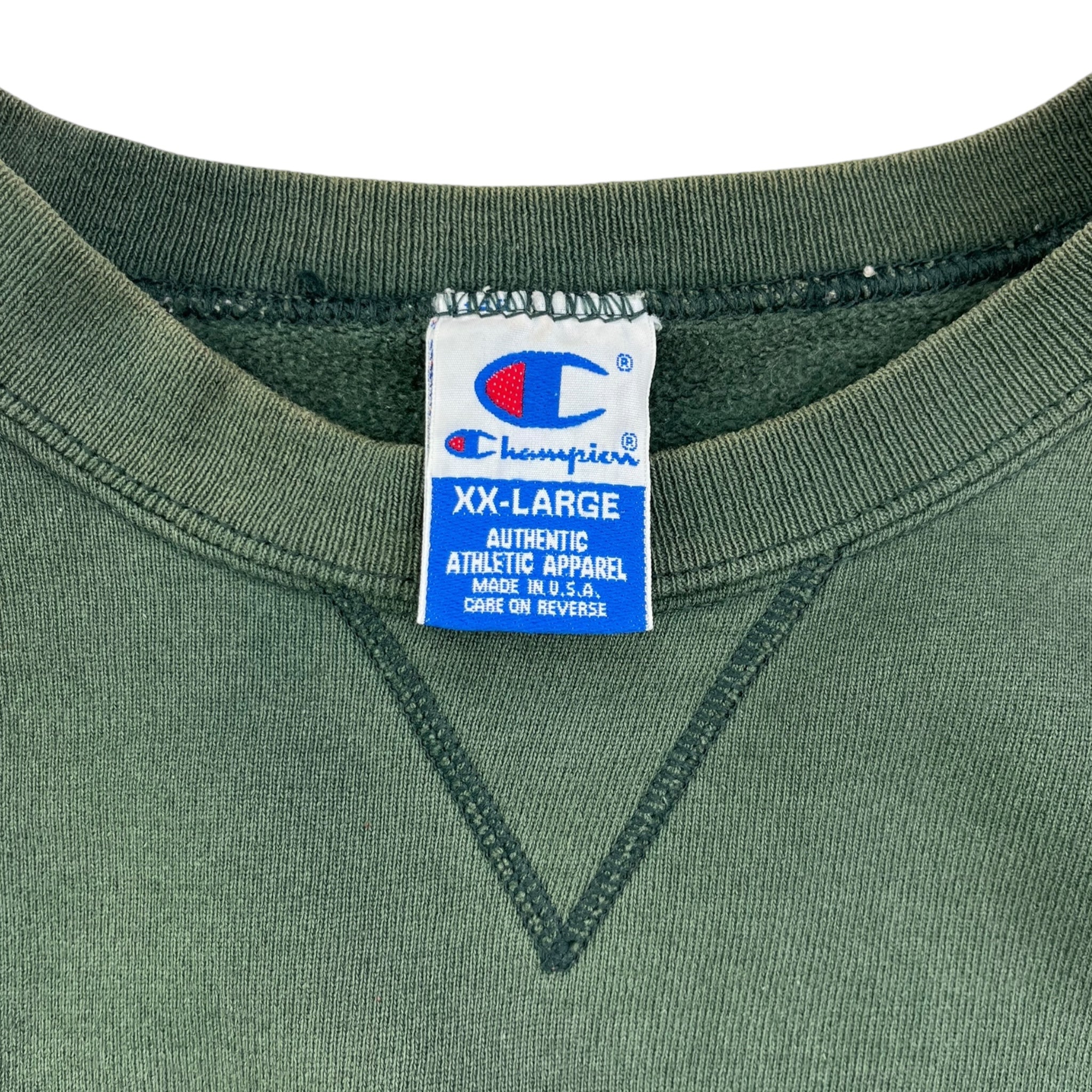 Vintage Champion Big Logo faded Green Sweatshirt