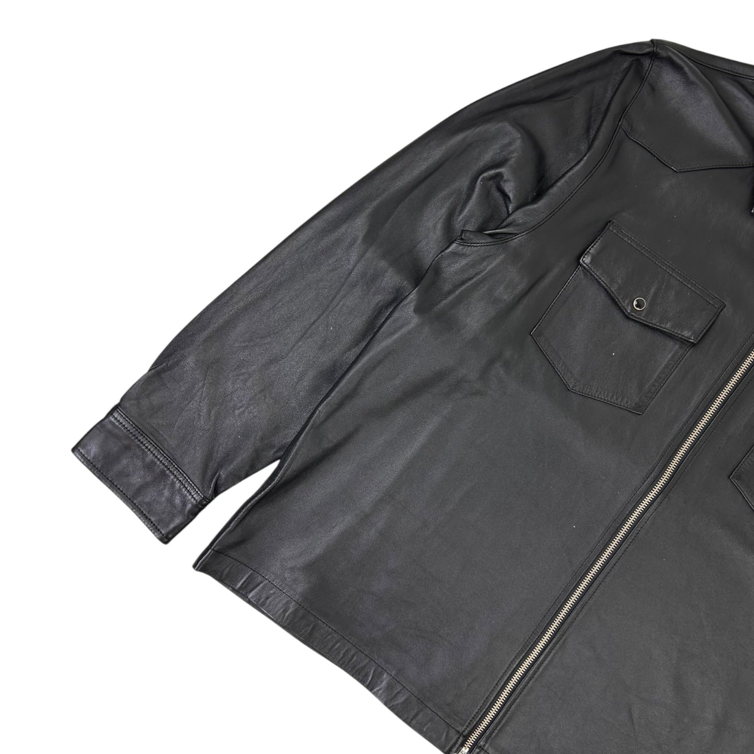 Stussy Leather Western Zip Up Jacket Black