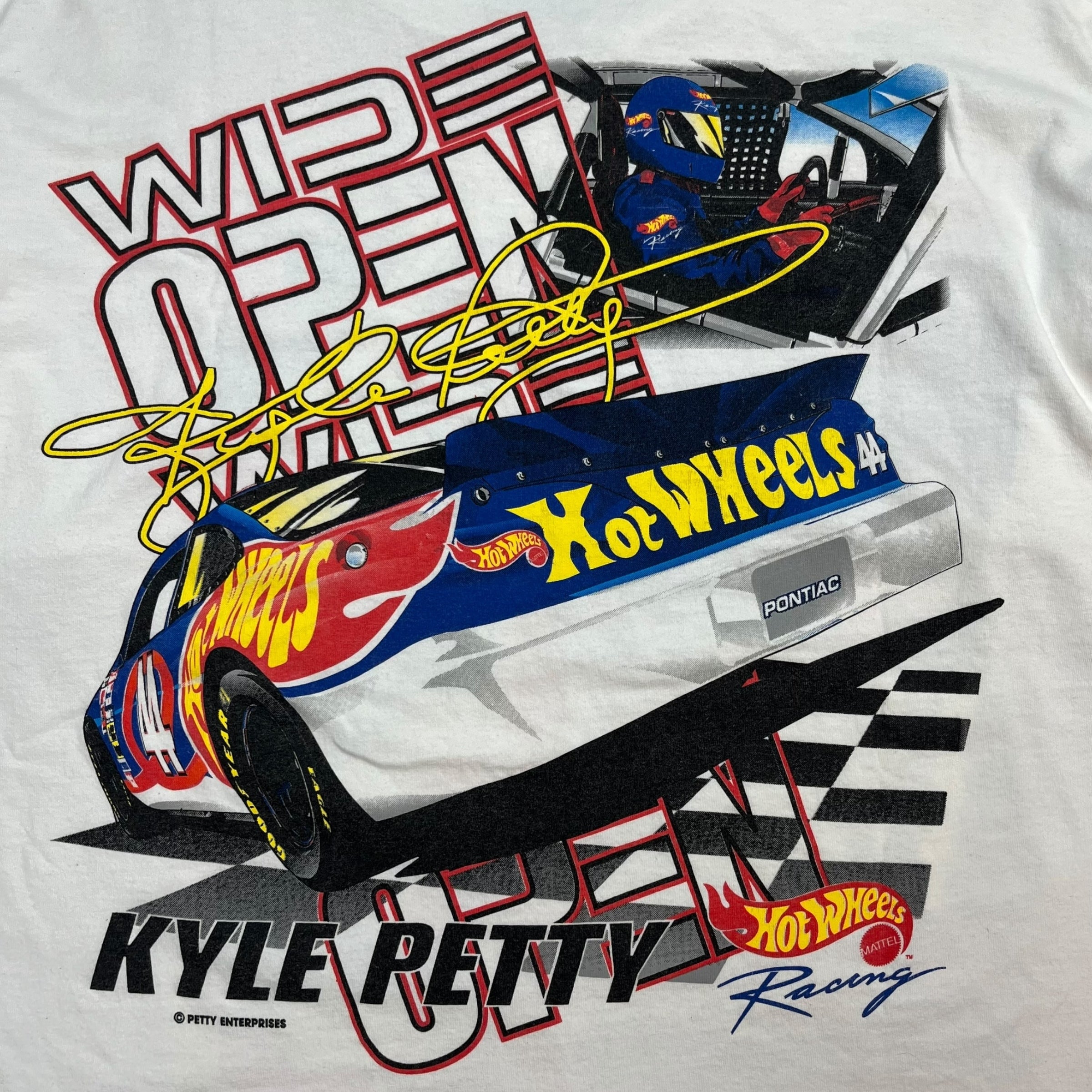 Vintage Kyle Petty Hot Wheelz Racing Tee White