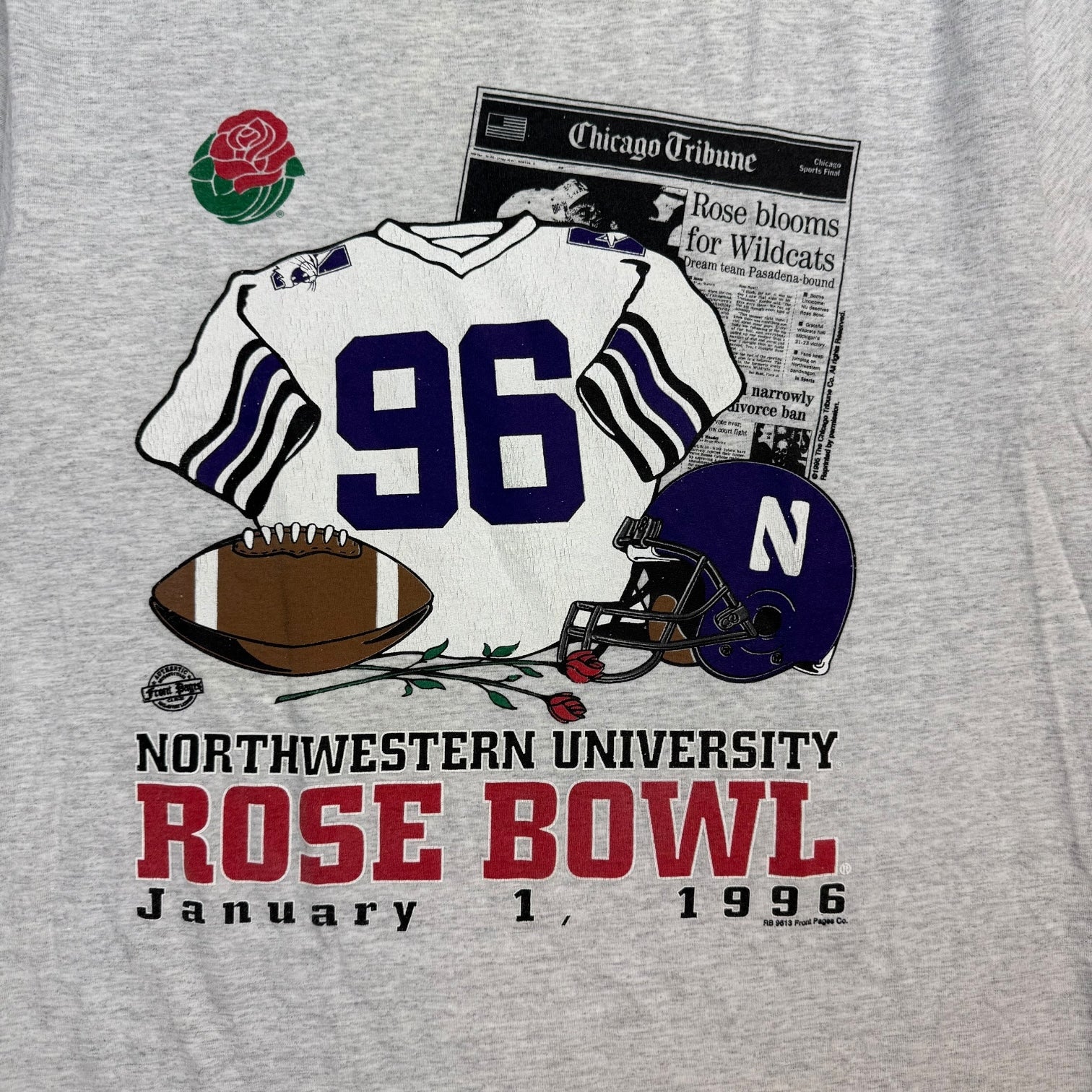 1996 Northwestern University Rose Bowl Tee Grey