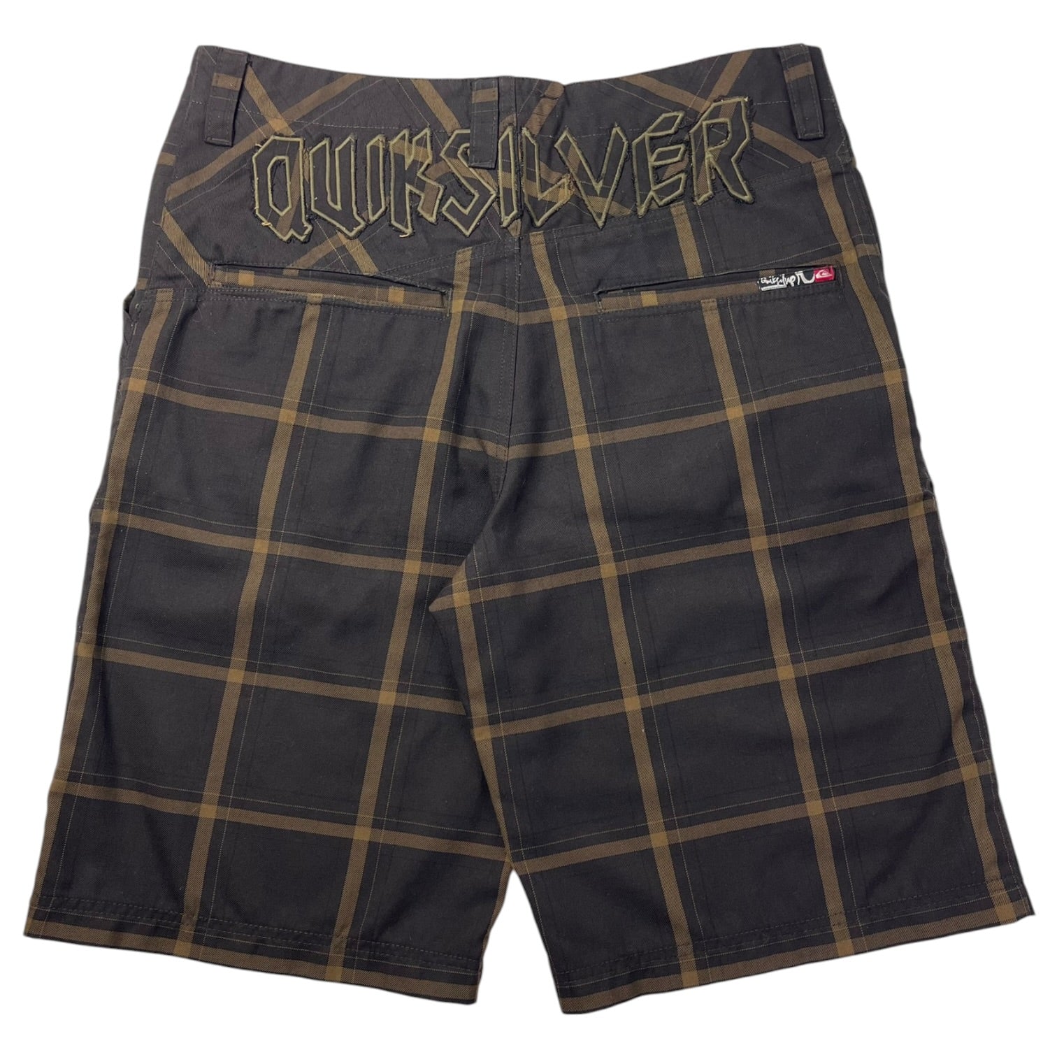 Y2K Quiksilver Tartan Spellout Shorts Brown