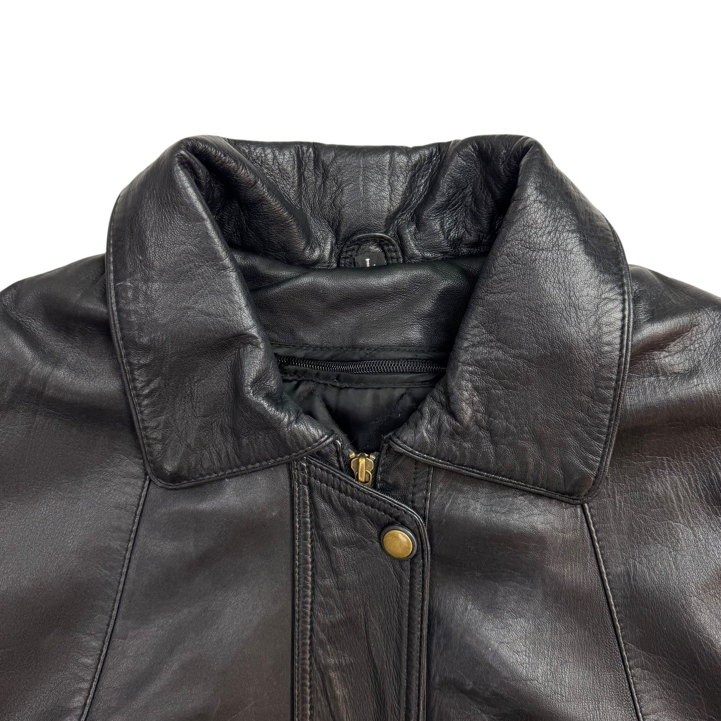 Vintage Danilo Italy Leather Trench Coat Jacket Black