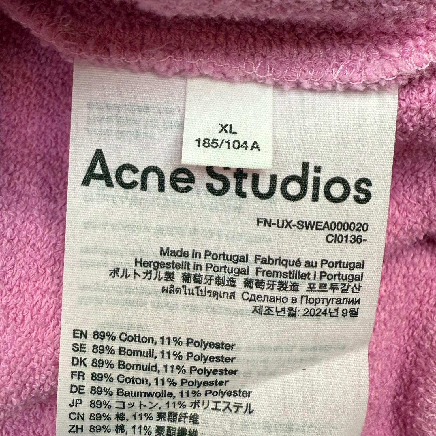 Acne Studios Stockholm 1996 Hoodie Garment Dye Pink