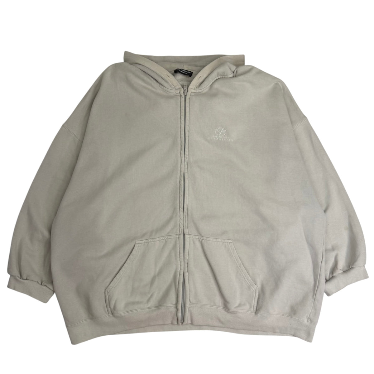 Balenciaga Hotels & Resorts Oversized Zip Up Hoodie Beige