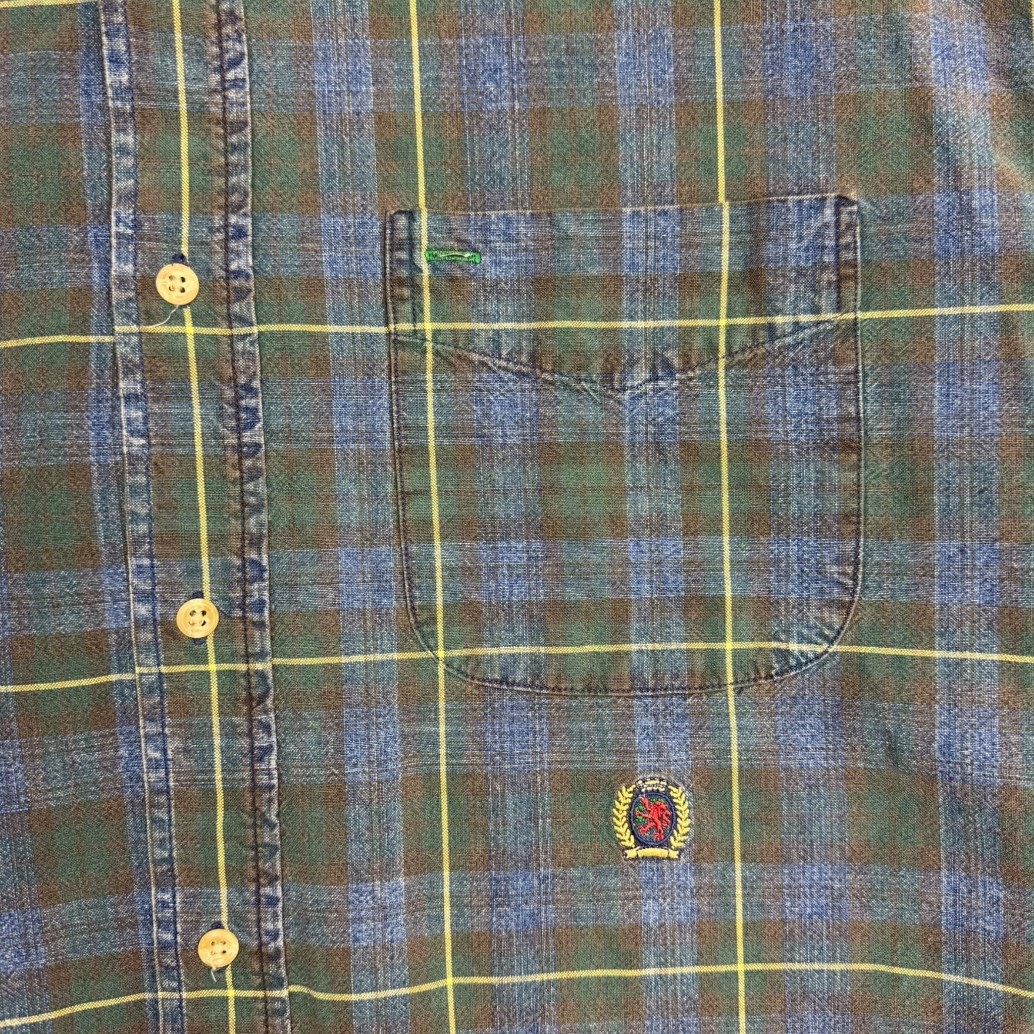 Vintage Tommy Hilfiger Tartan/Denim Pattern Button Up Shirt