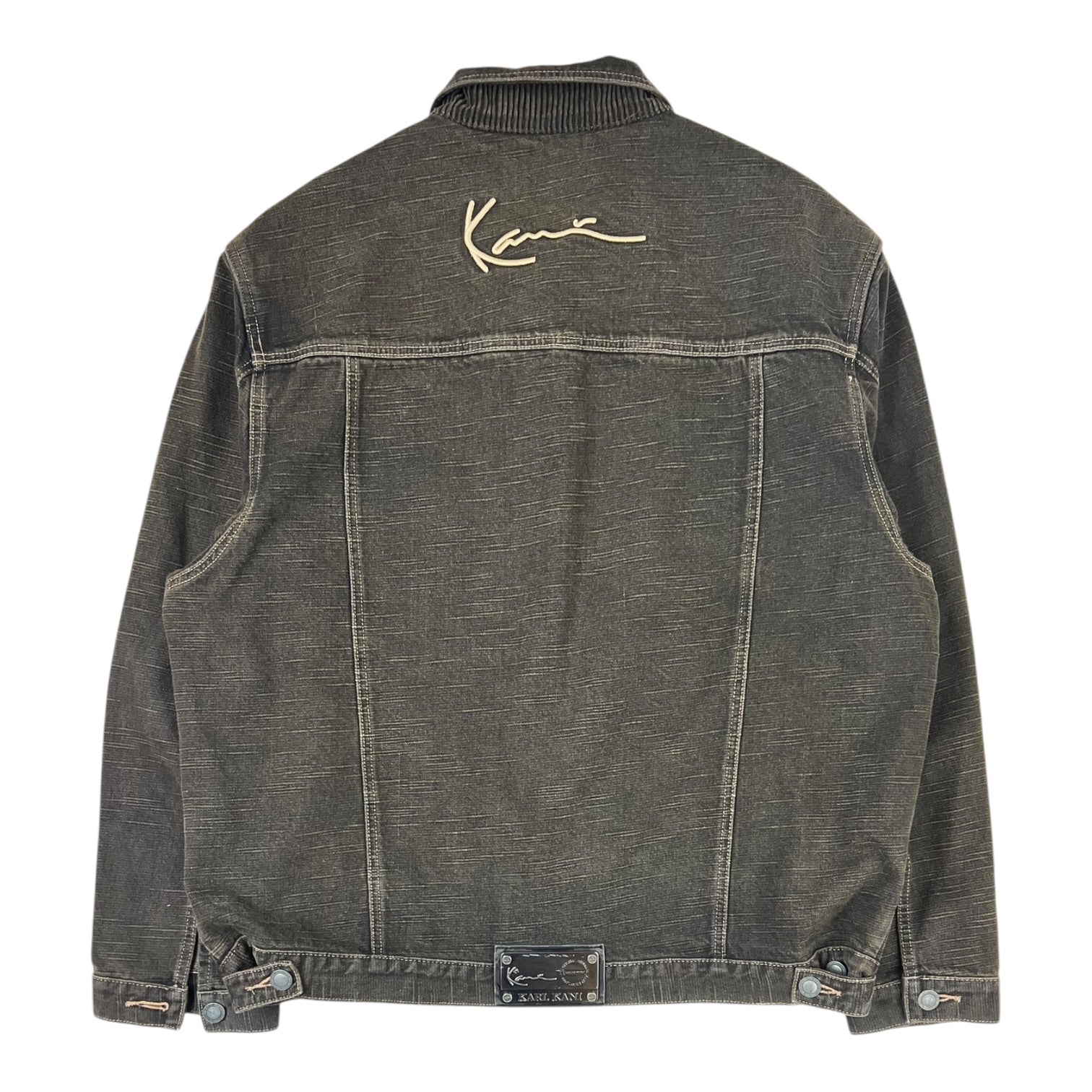 Vintage Karl Kani Spellout Corduroy Trimmed Denim Jacket