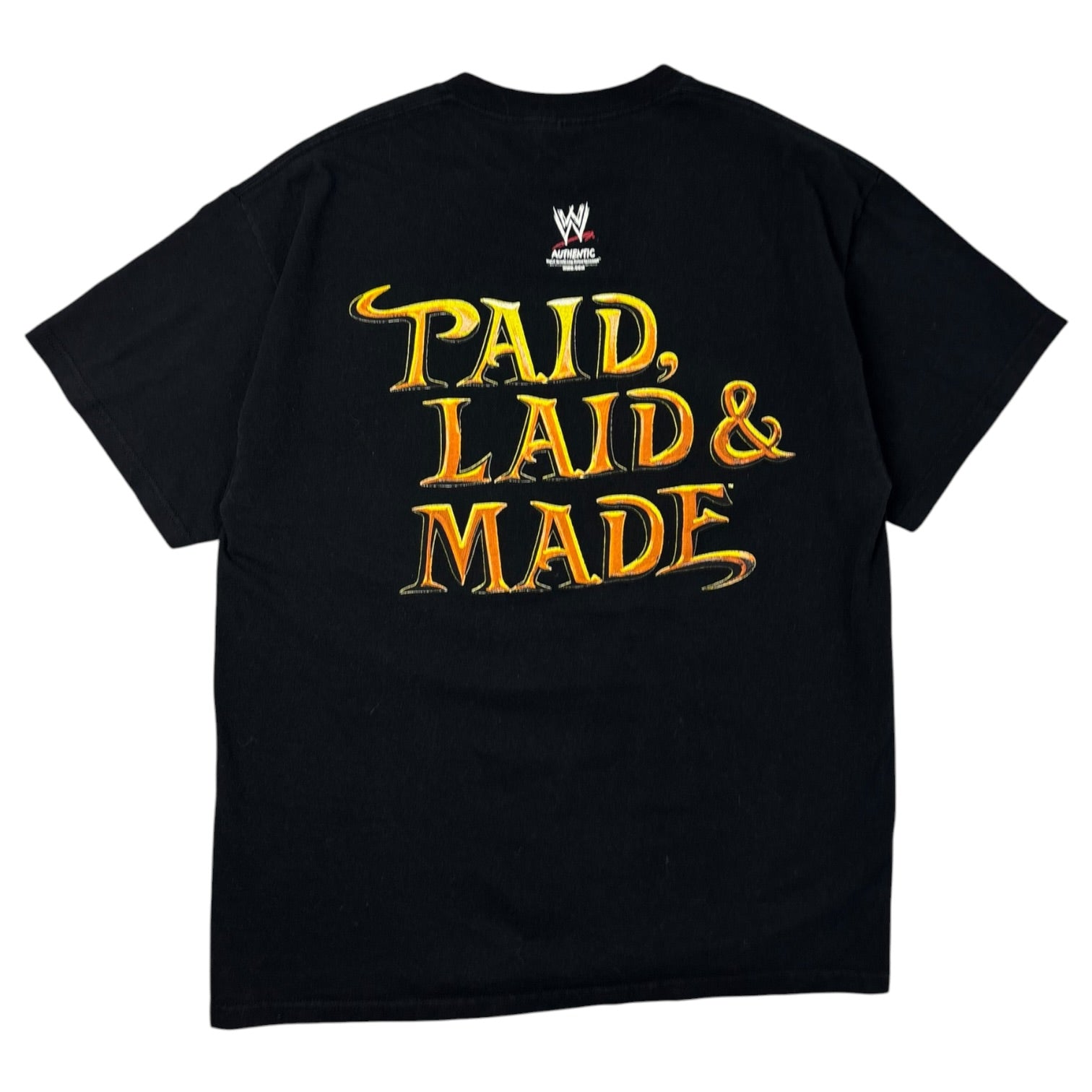 Vintage WWE Evolution ‘Paid, Laid, and Made’ T-Shirt Black