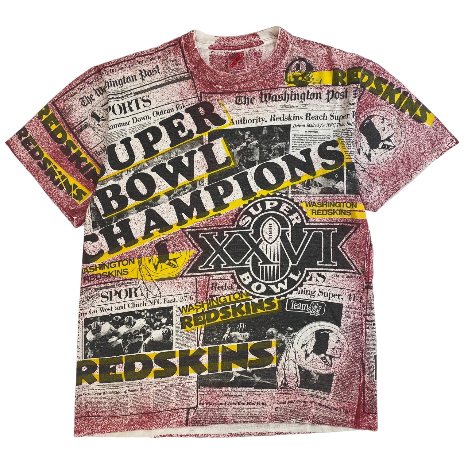 1990 Washington Redskins All Over Print T-Shirt