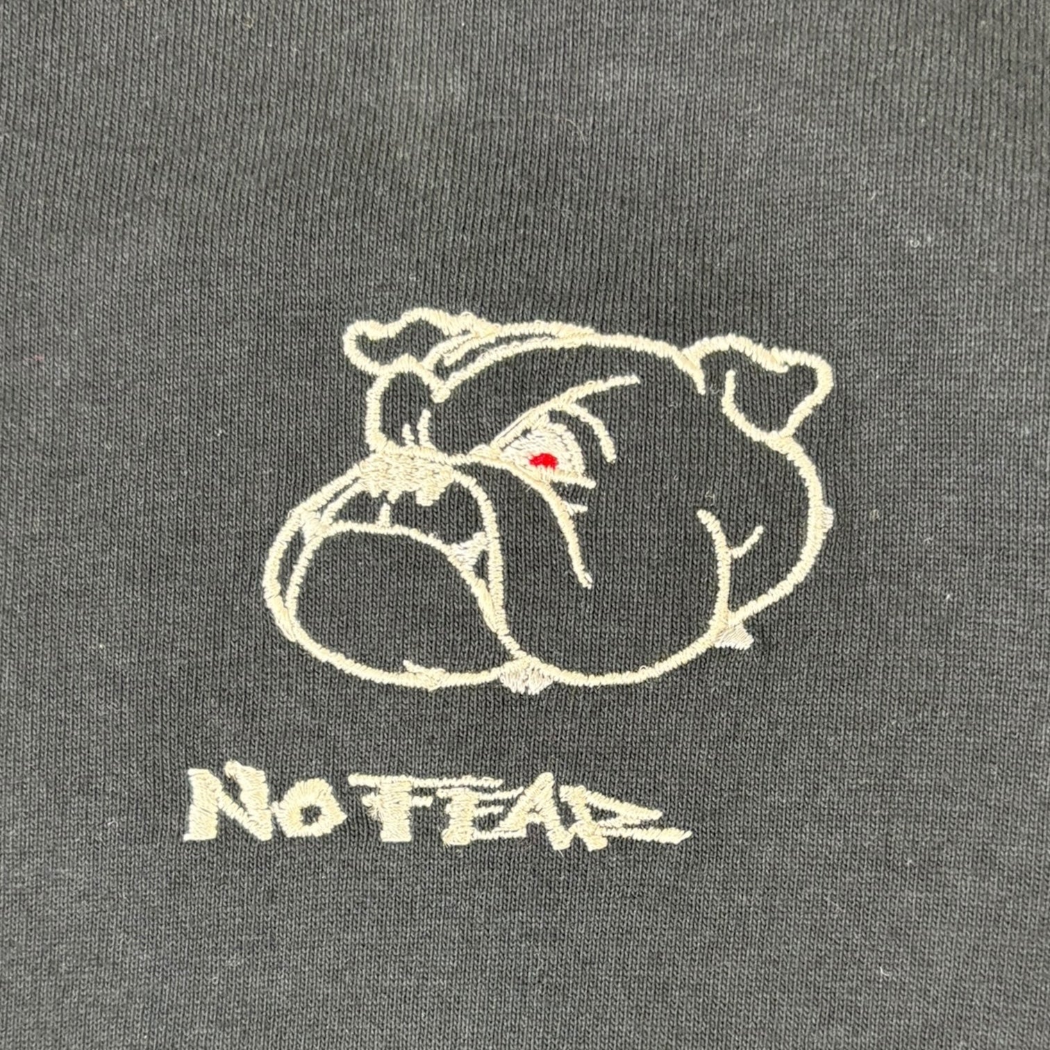 Vintage No Fear Embroidered Bulldog T-Shirt Black