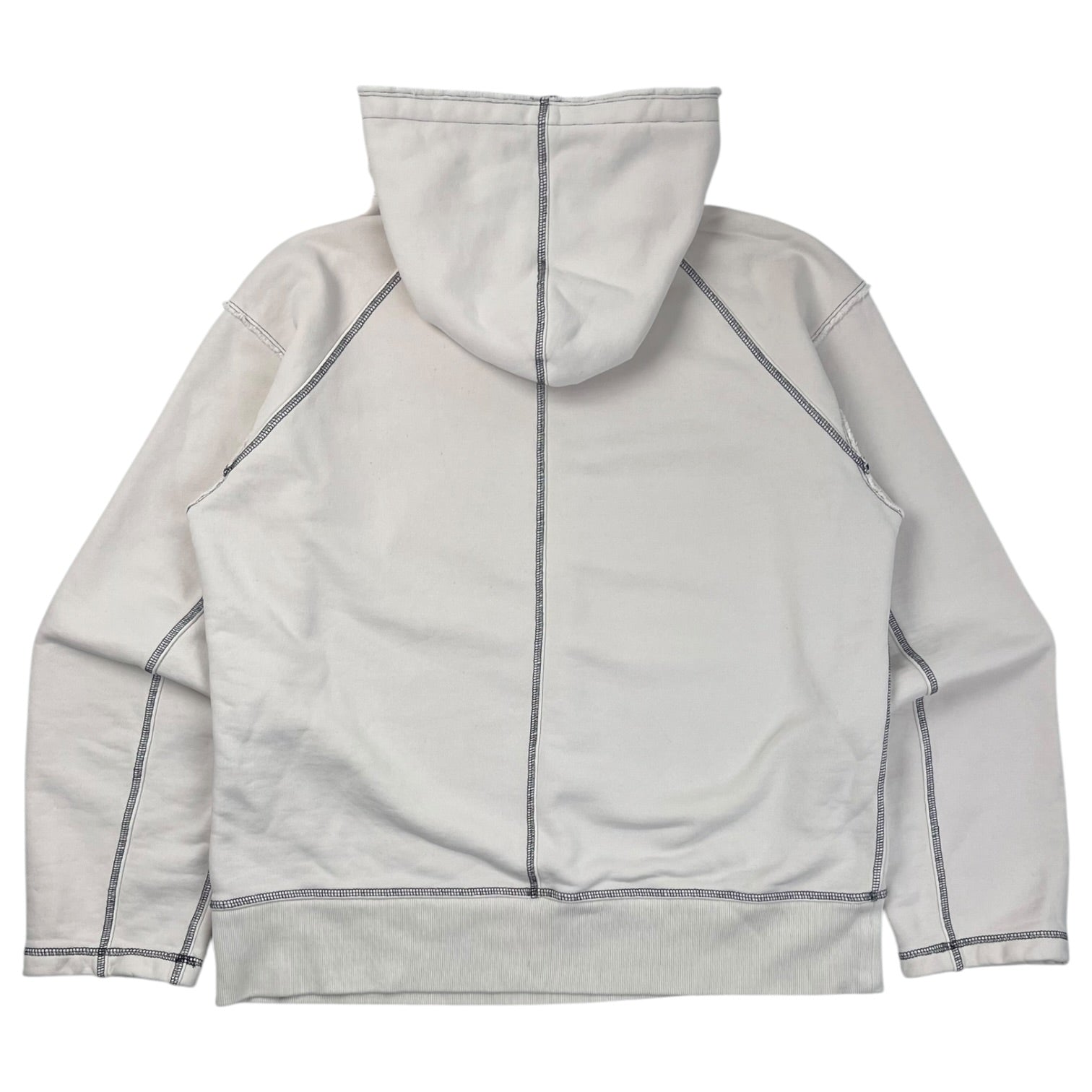 Ambush Raw Edge Logo Hoodie White