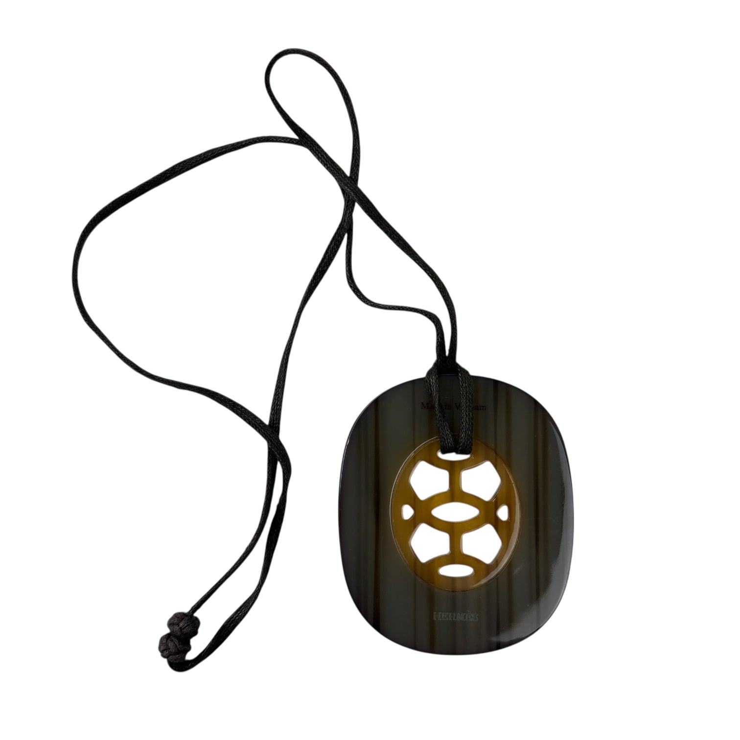 Hermes Buffalo Horn & Cherry Lacquer Pendant