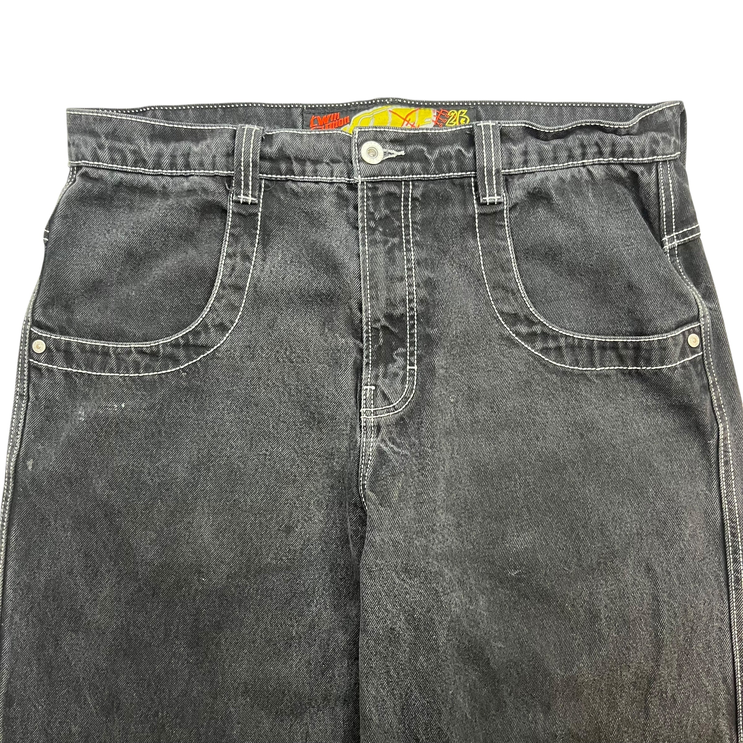 Y2K JNCO Twin Cannon Denim Pants Black