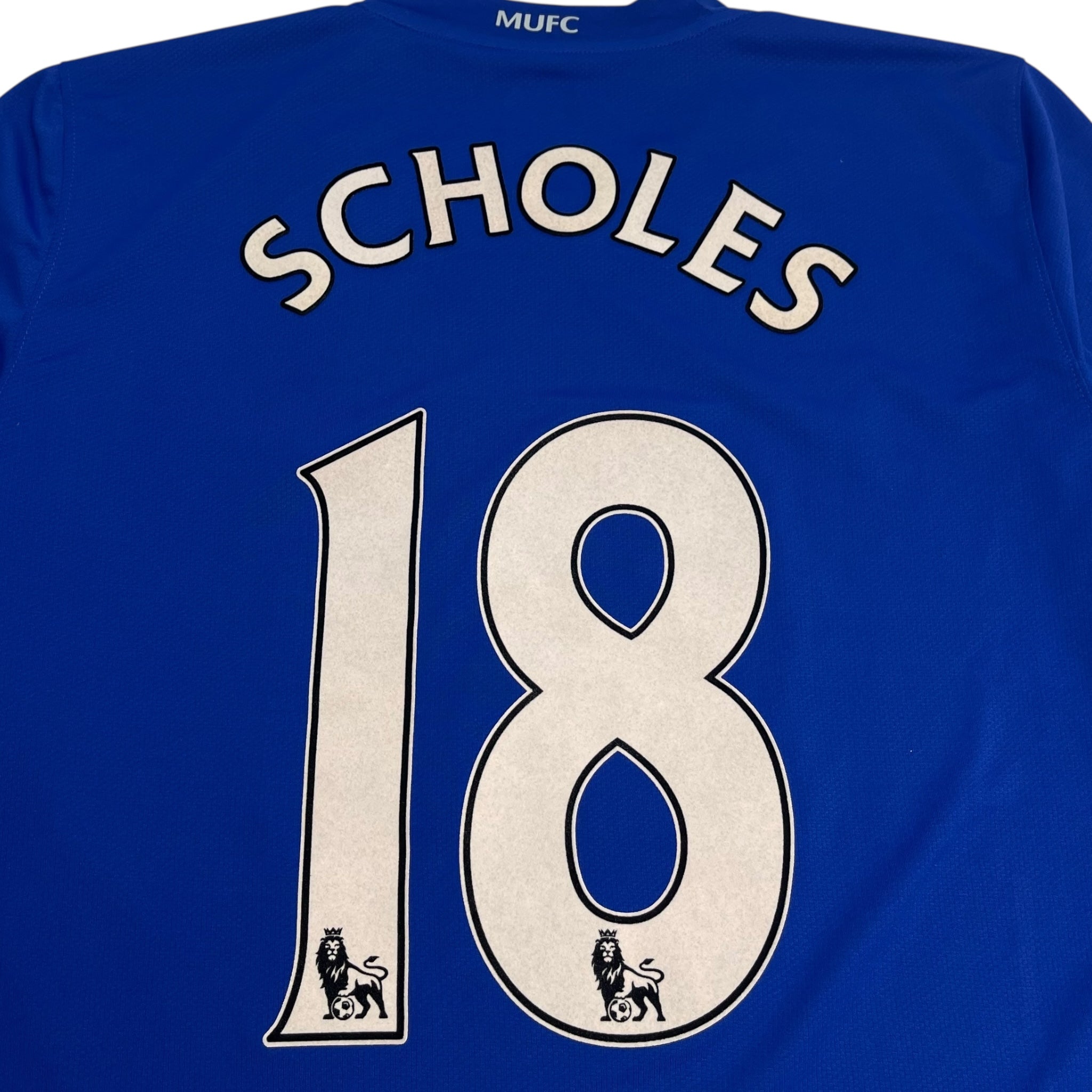 2008-09 Manchester United Scholes Longsleeve Third Jersey Blue