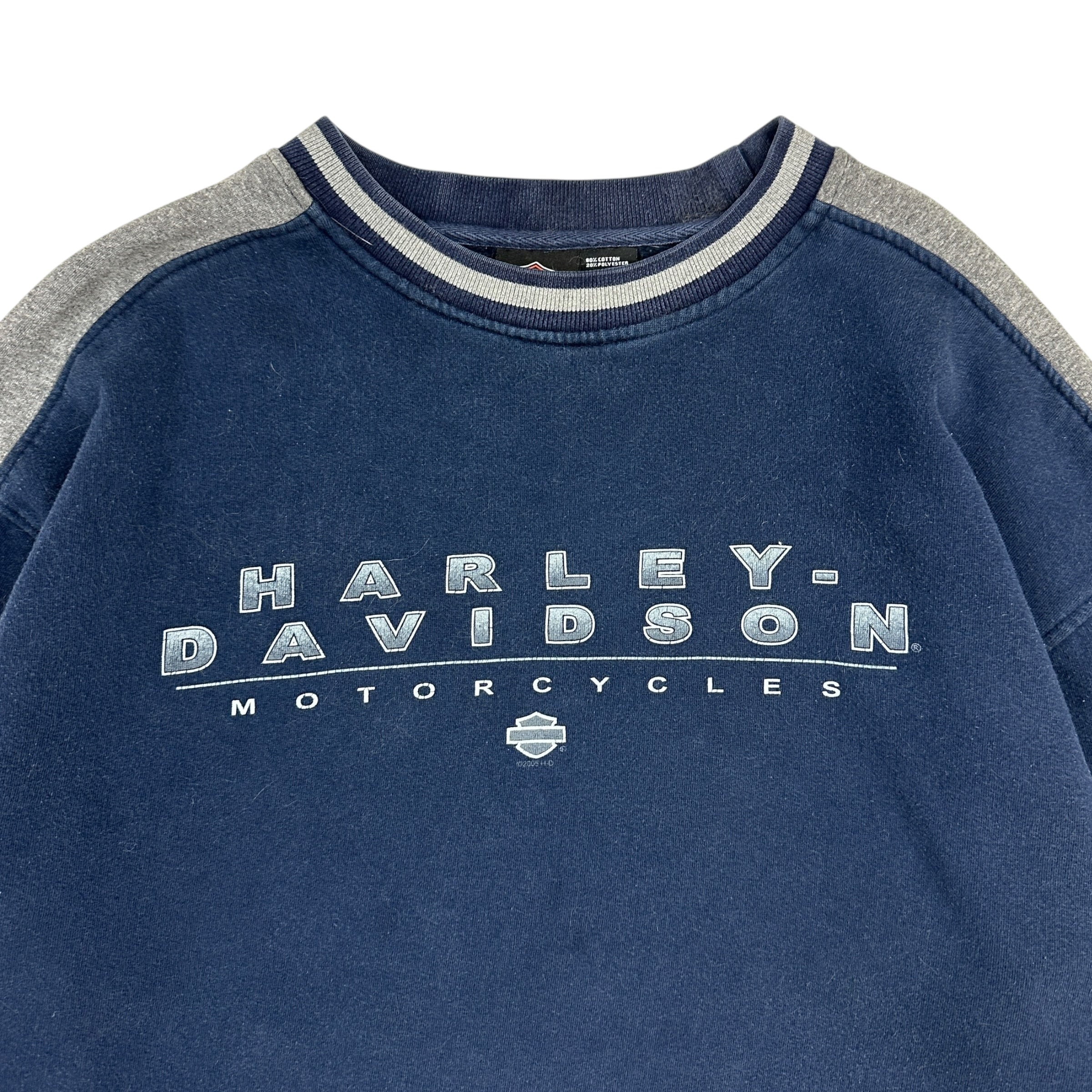 Vintage Harley Davidson Two Tone Crewneck Navy/Grey