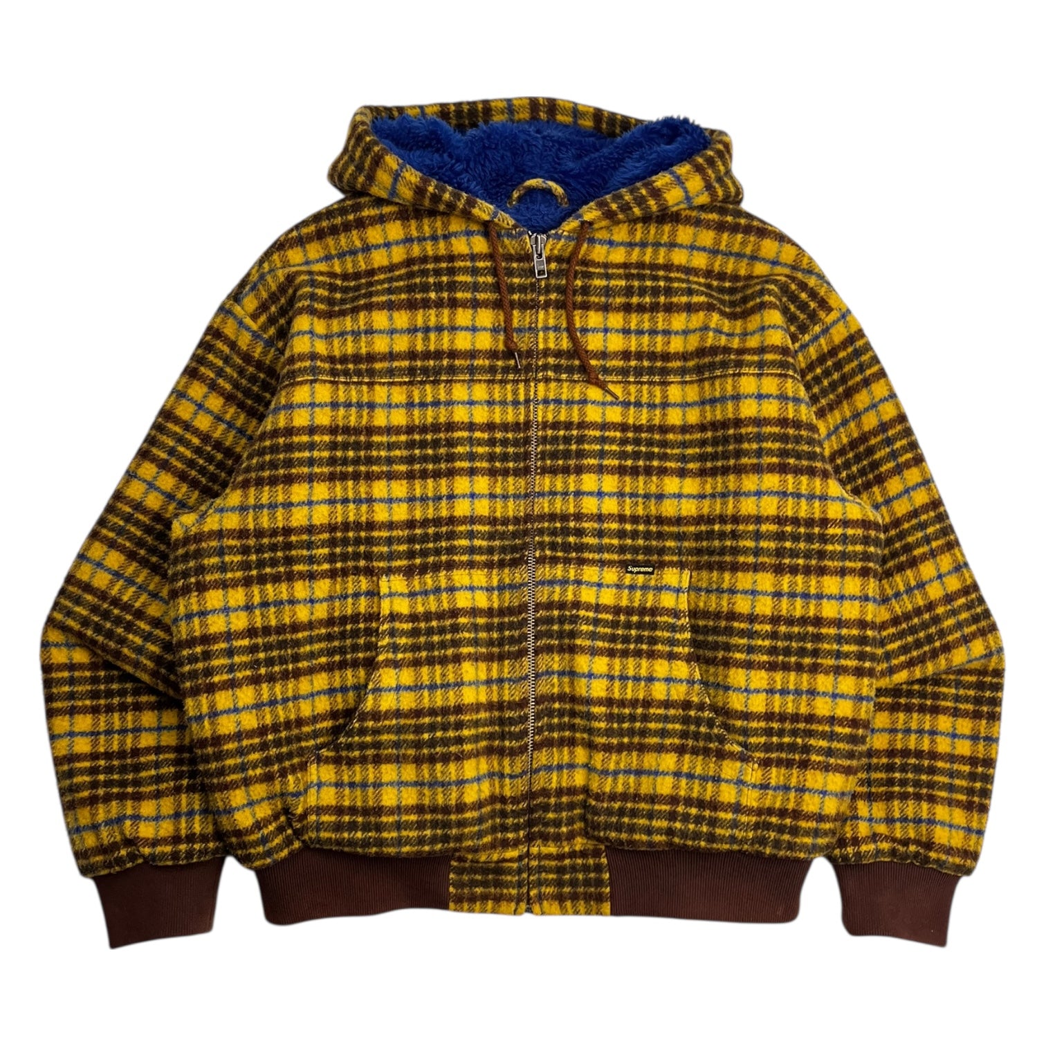 Supreme Plaid Wool Hooded Work Jacket Brown