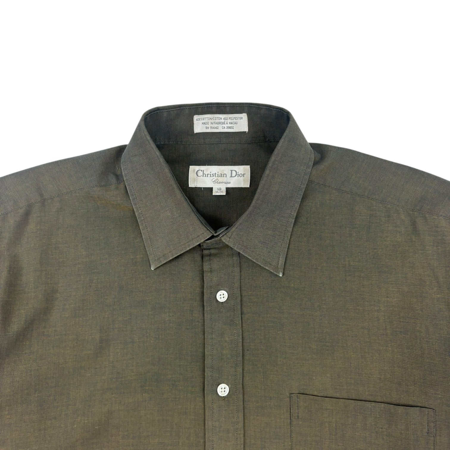Christian Dior Chemise Button-Up Dress Shirt Olive
