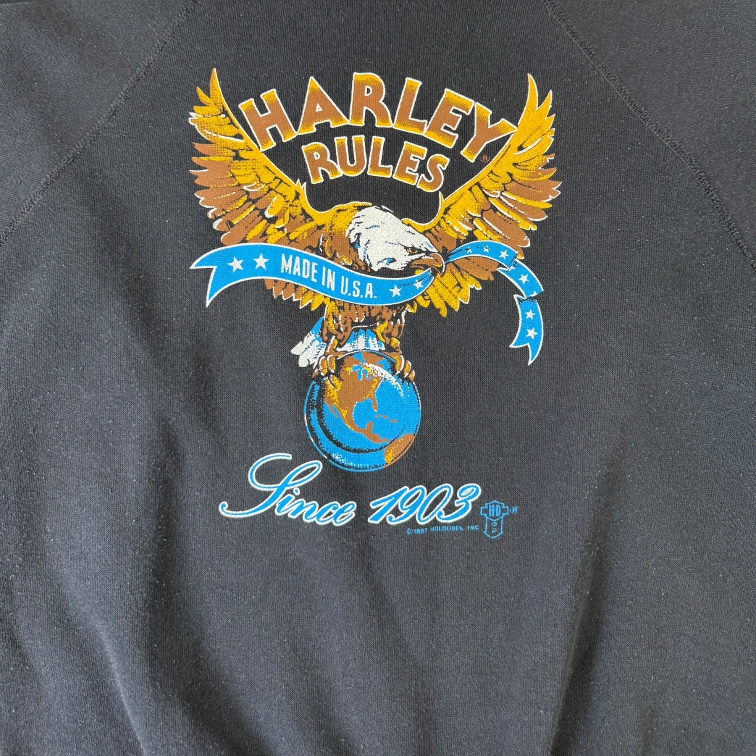 1987 Vintage Harley Rules Crewneck Black