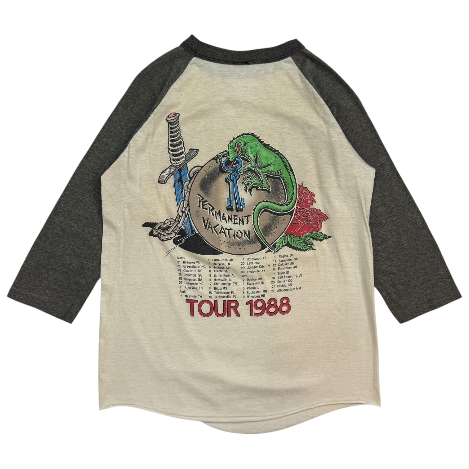 1988 Aerosmith Permanent Vacation Raglan Tee Black/White