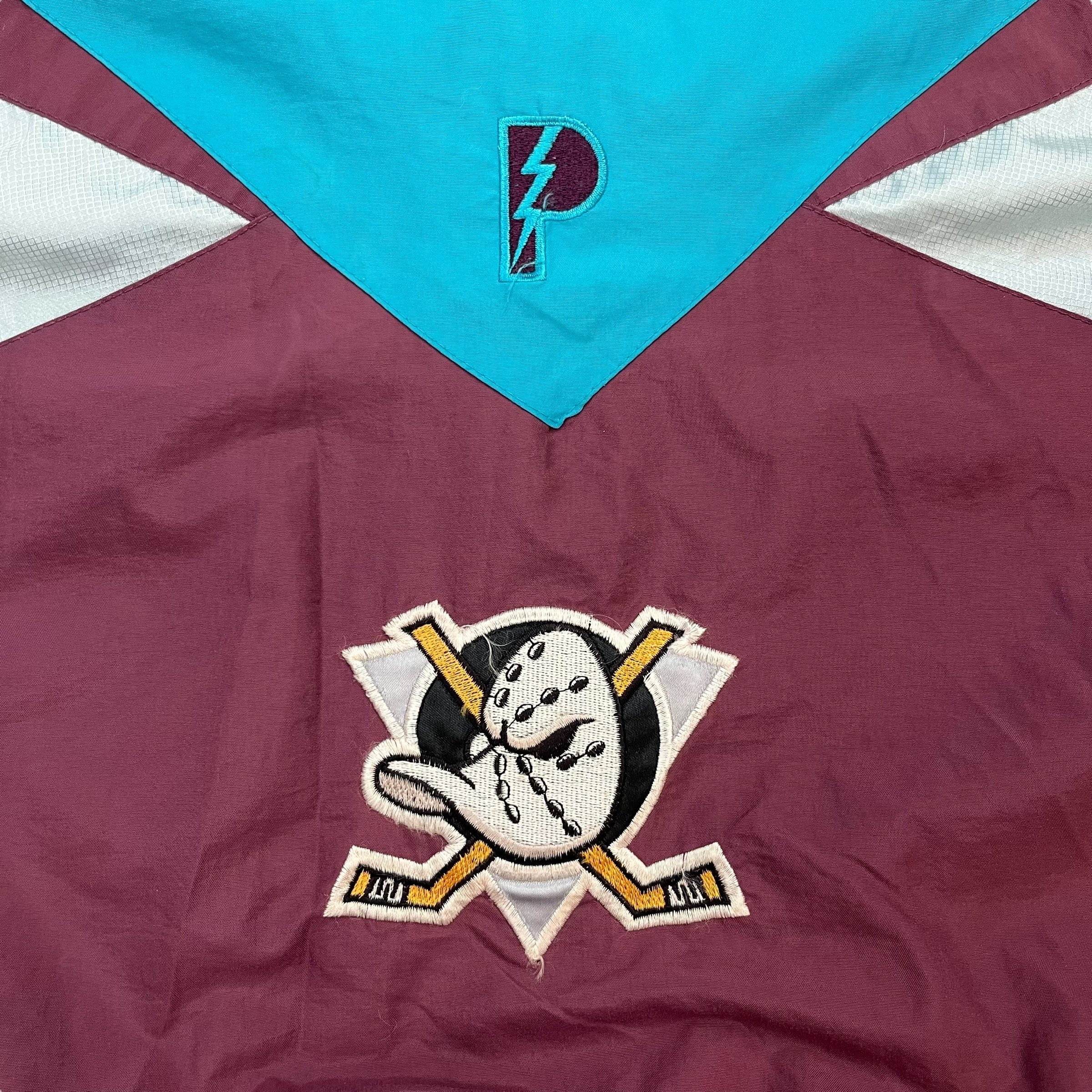 Vintage NHL Mighty Ducks Windbreaker Jacket Blue/Burgundy