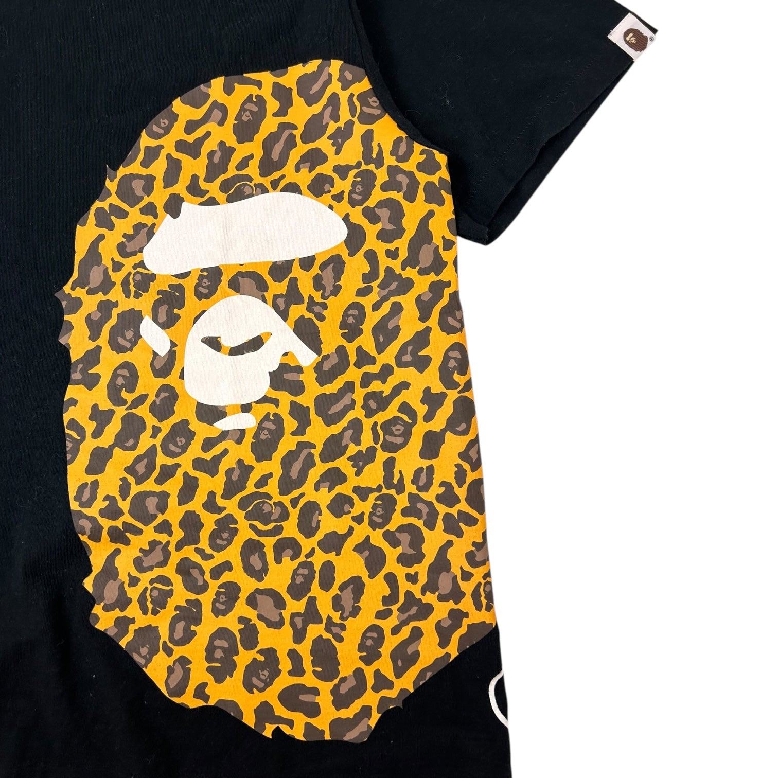 Bape Wild Leopard Pattern Side Big Ape T-Shirt Black