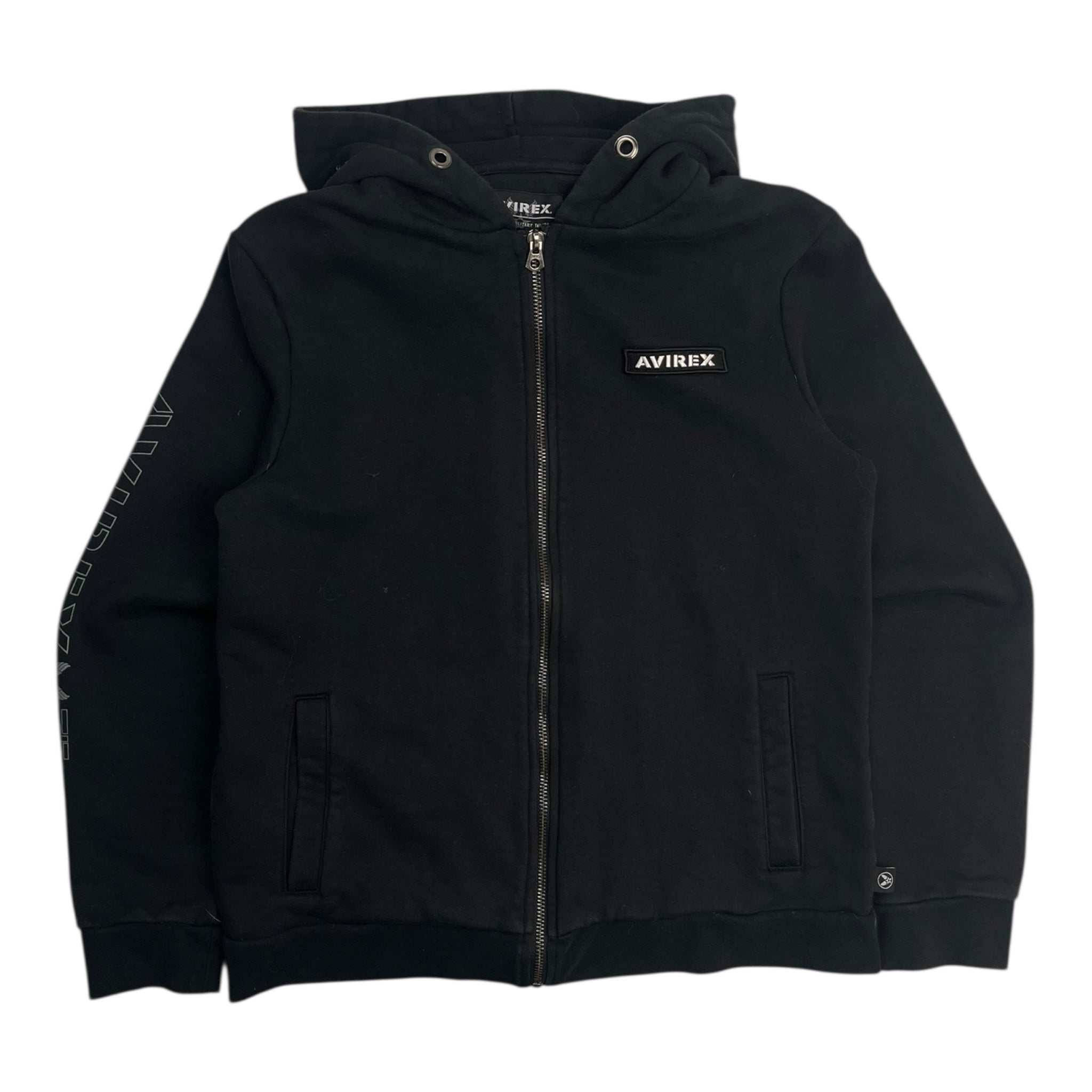 Vintage Y2K Avirex Hooded Zip Up Hoodie Black