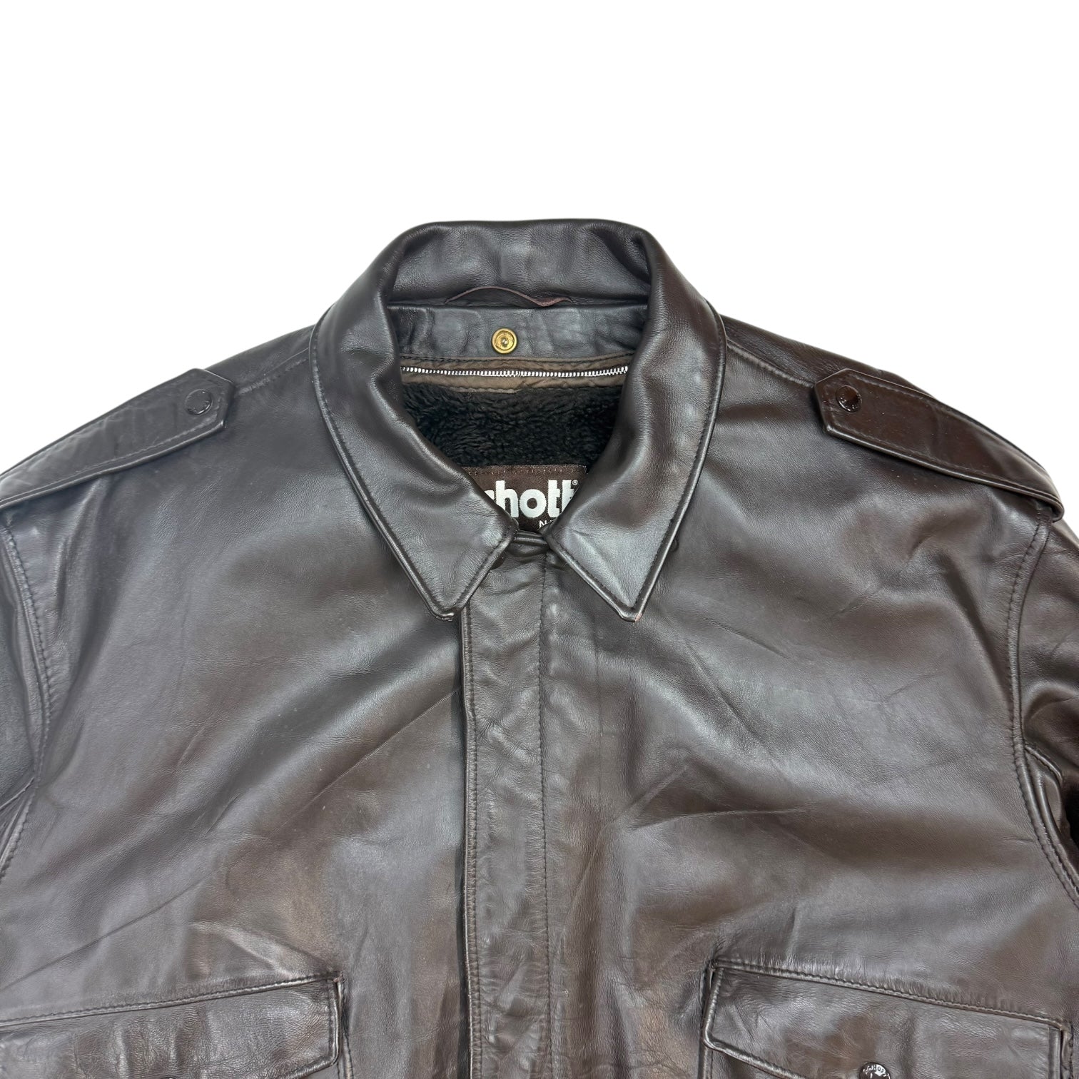 Vintage Schott Leather Bomber Jacket Black