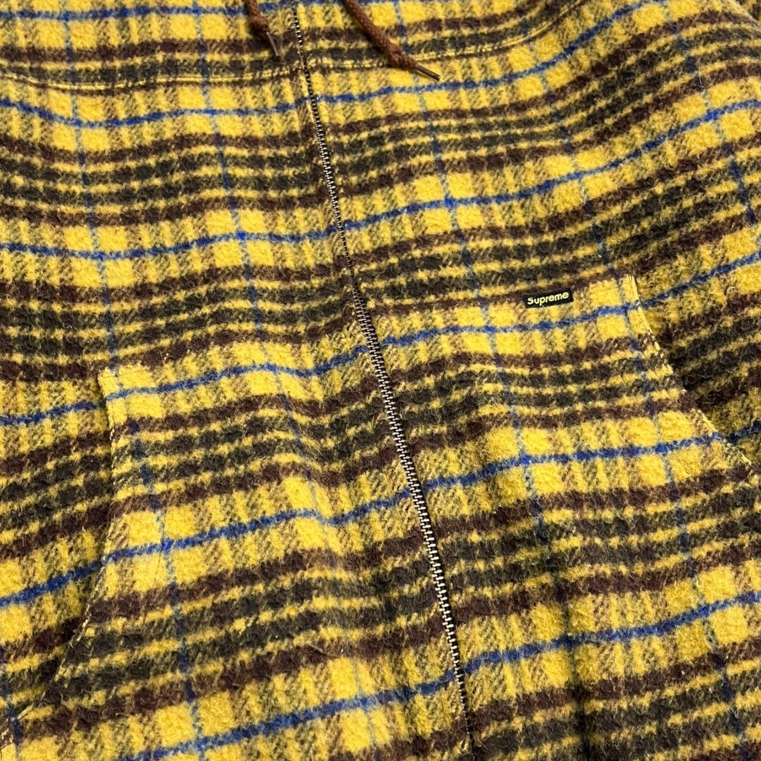 Supreme Plaid Wool Hooded Work Jacket Brown