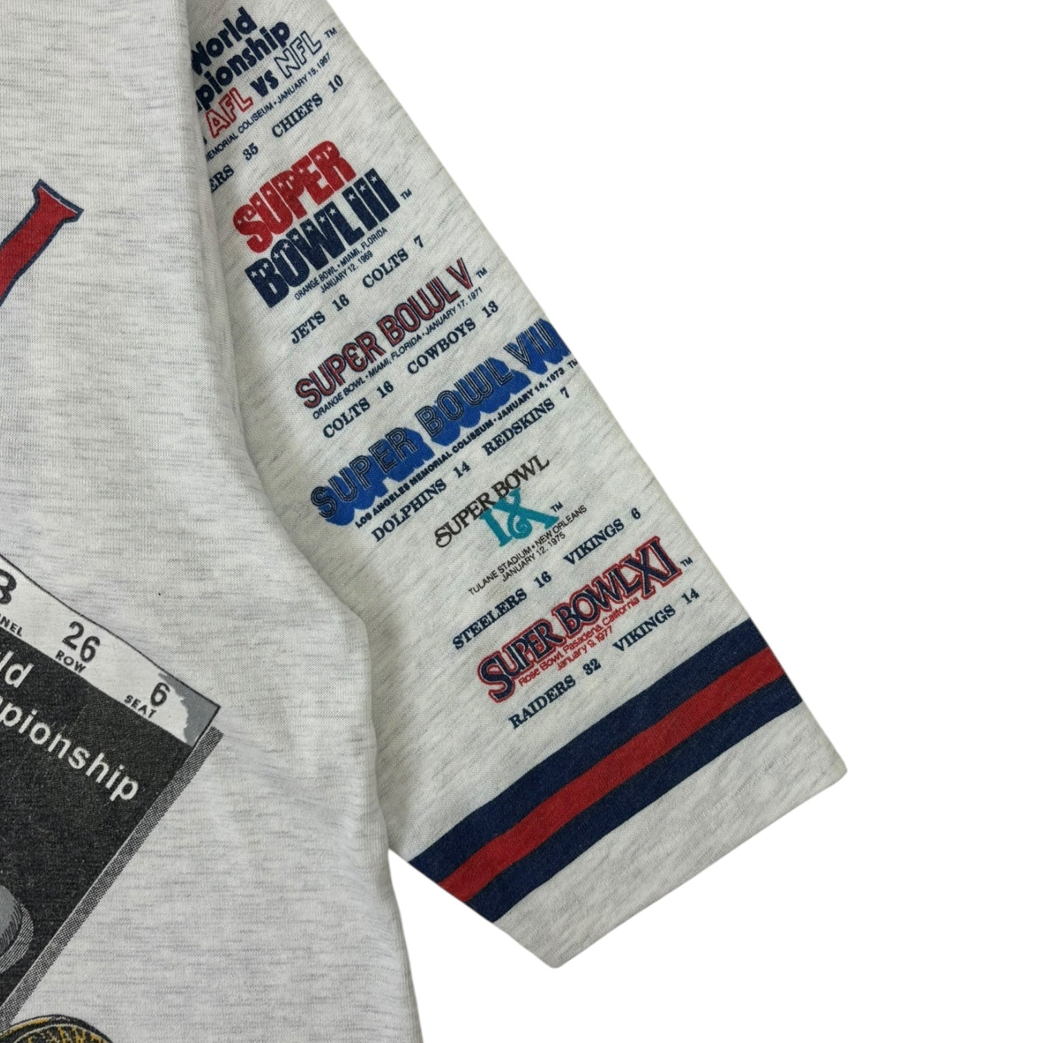 Vintage 1991 Super Bowl XXV Silver Anniversary 3/4 Sleeve T-Shirt Grey