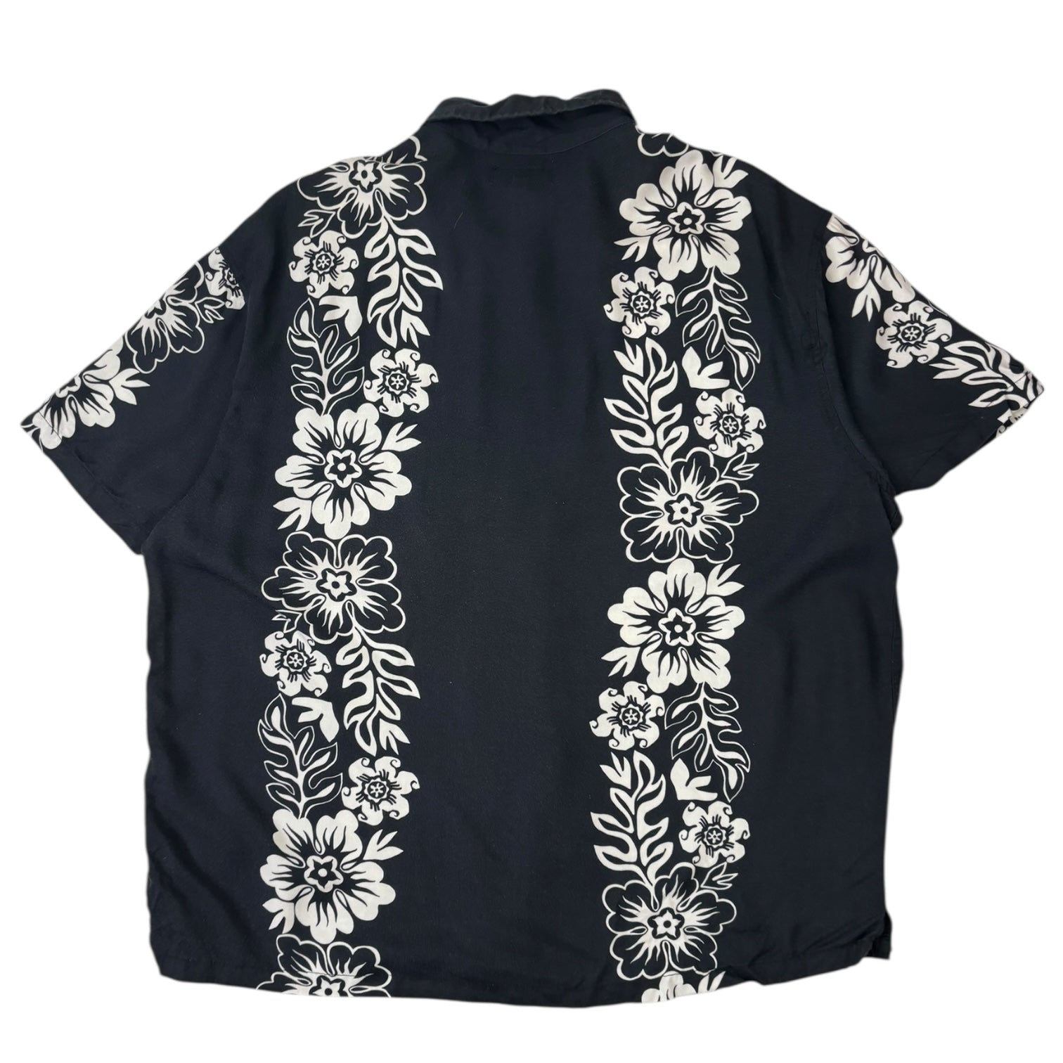 Stussy Hawaiian Patterned Button-Up T-Shirt Black