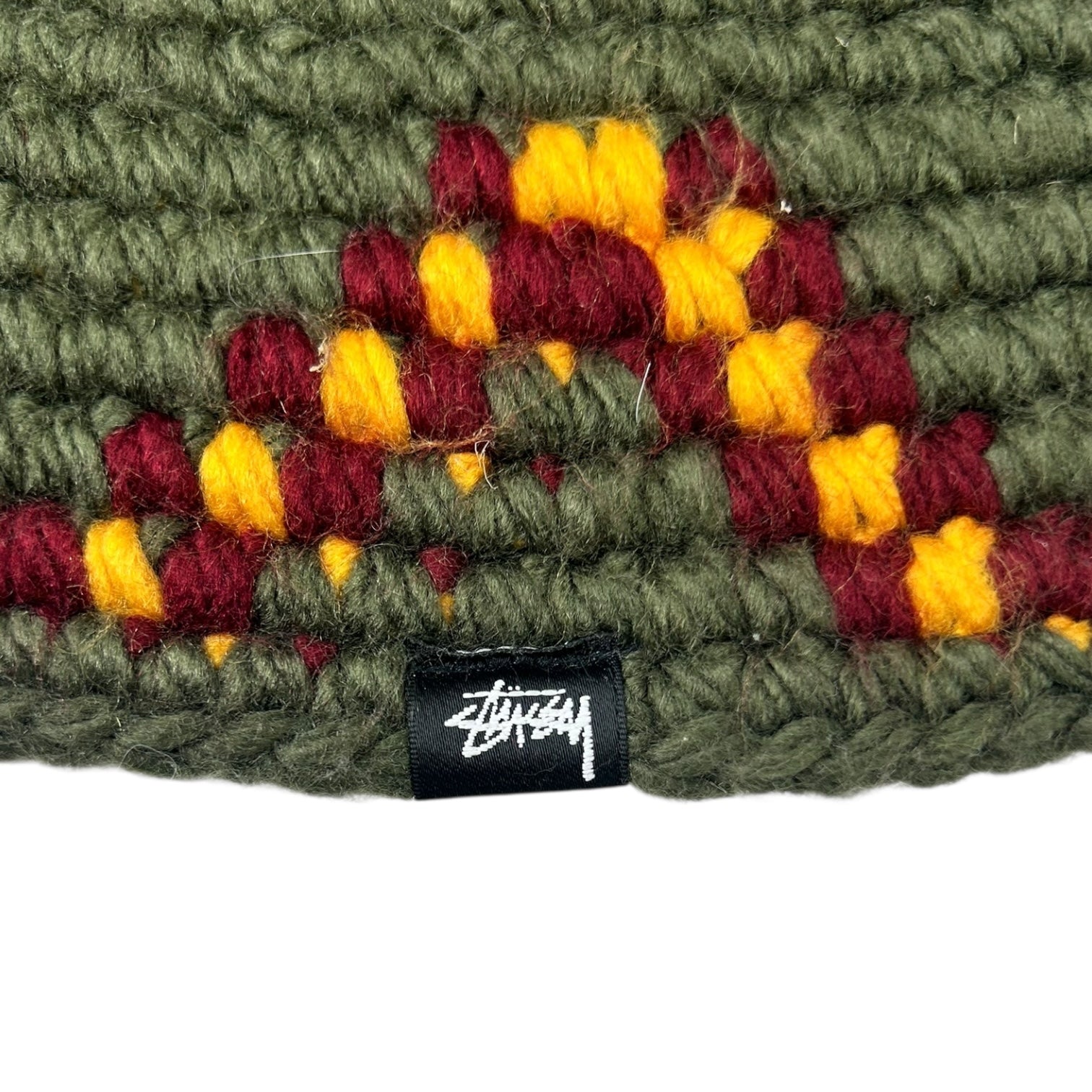 Stussy Striped Knit Bucket Hat Army Green
