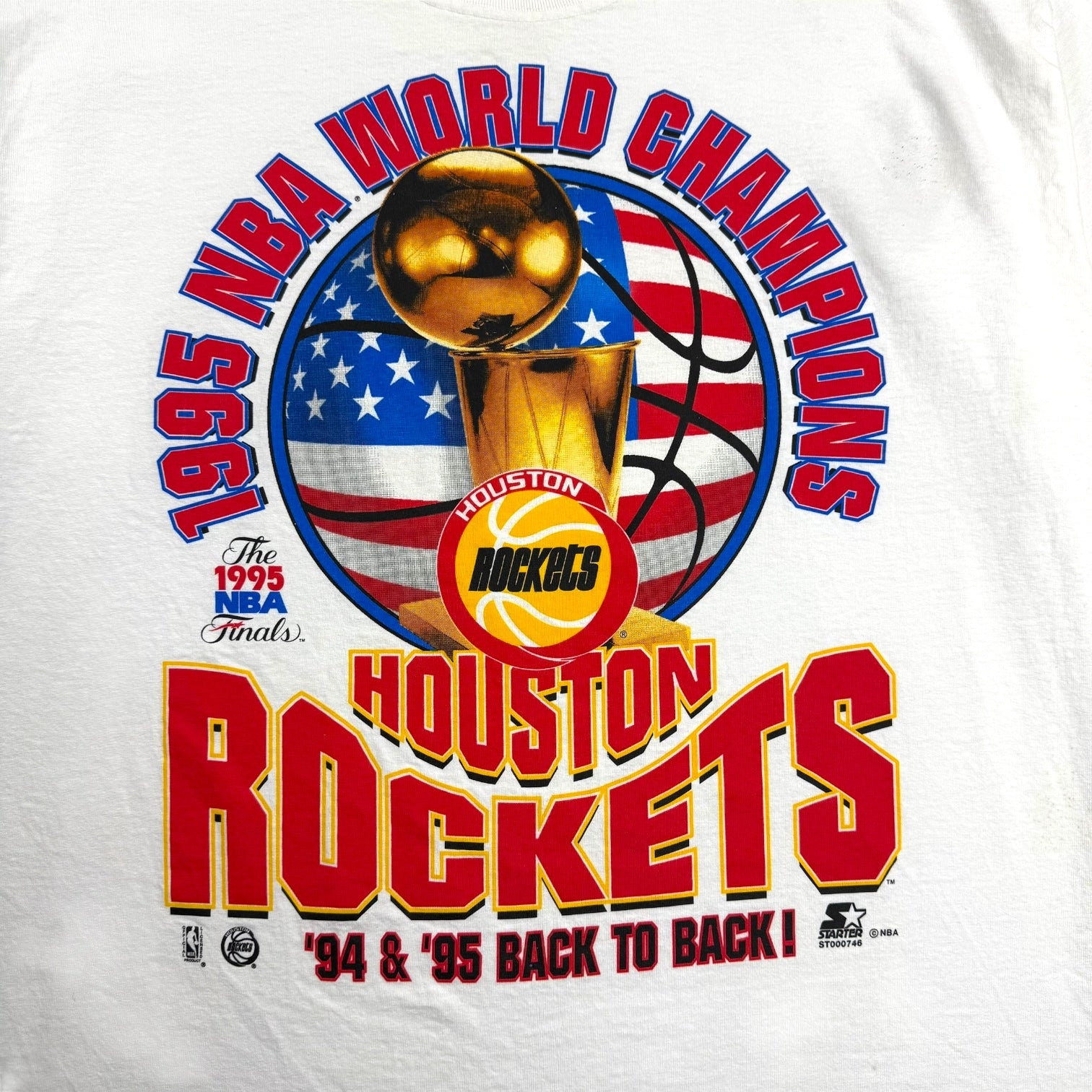1995 Starter Houston Rockets NBA Champs Tee White