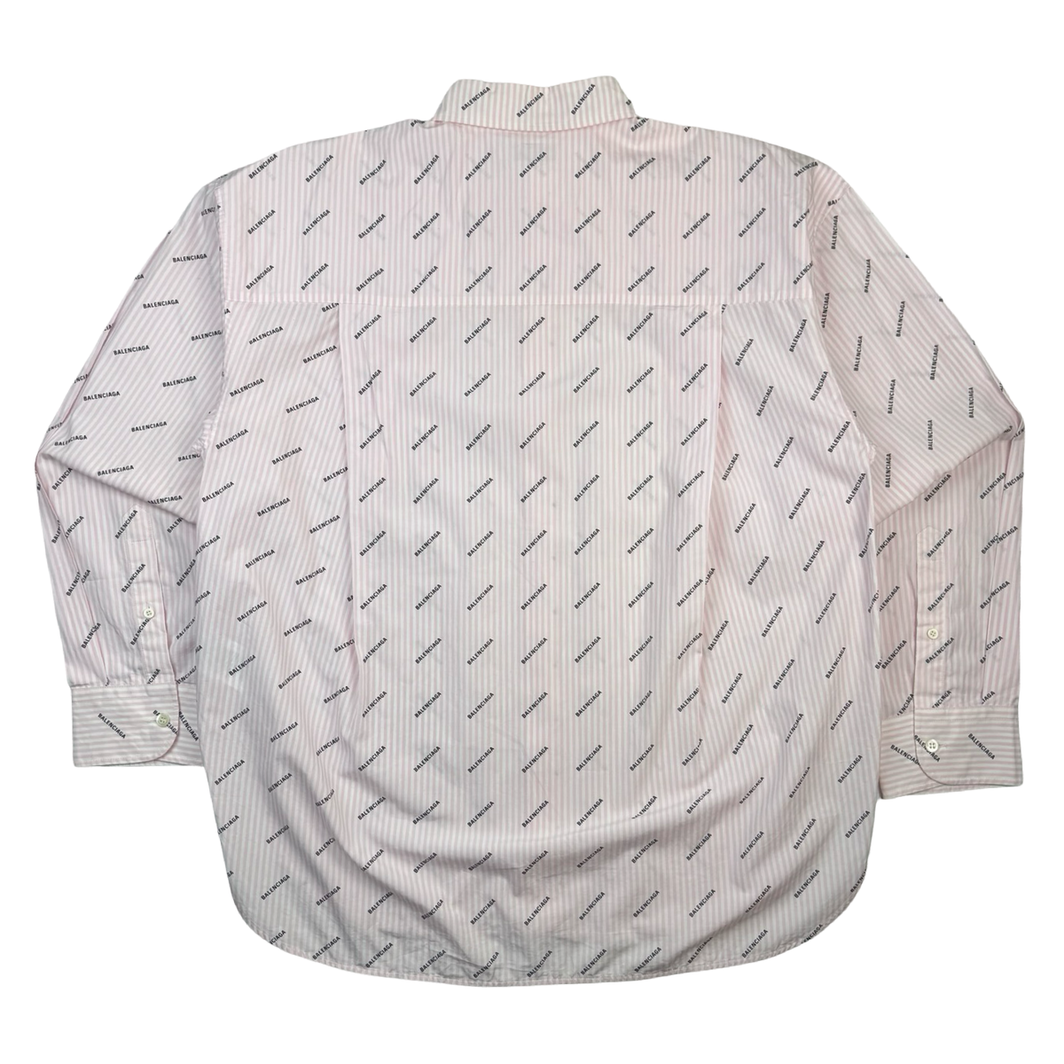 Balenciaga Logo Print Button Up Shirt Pink & White